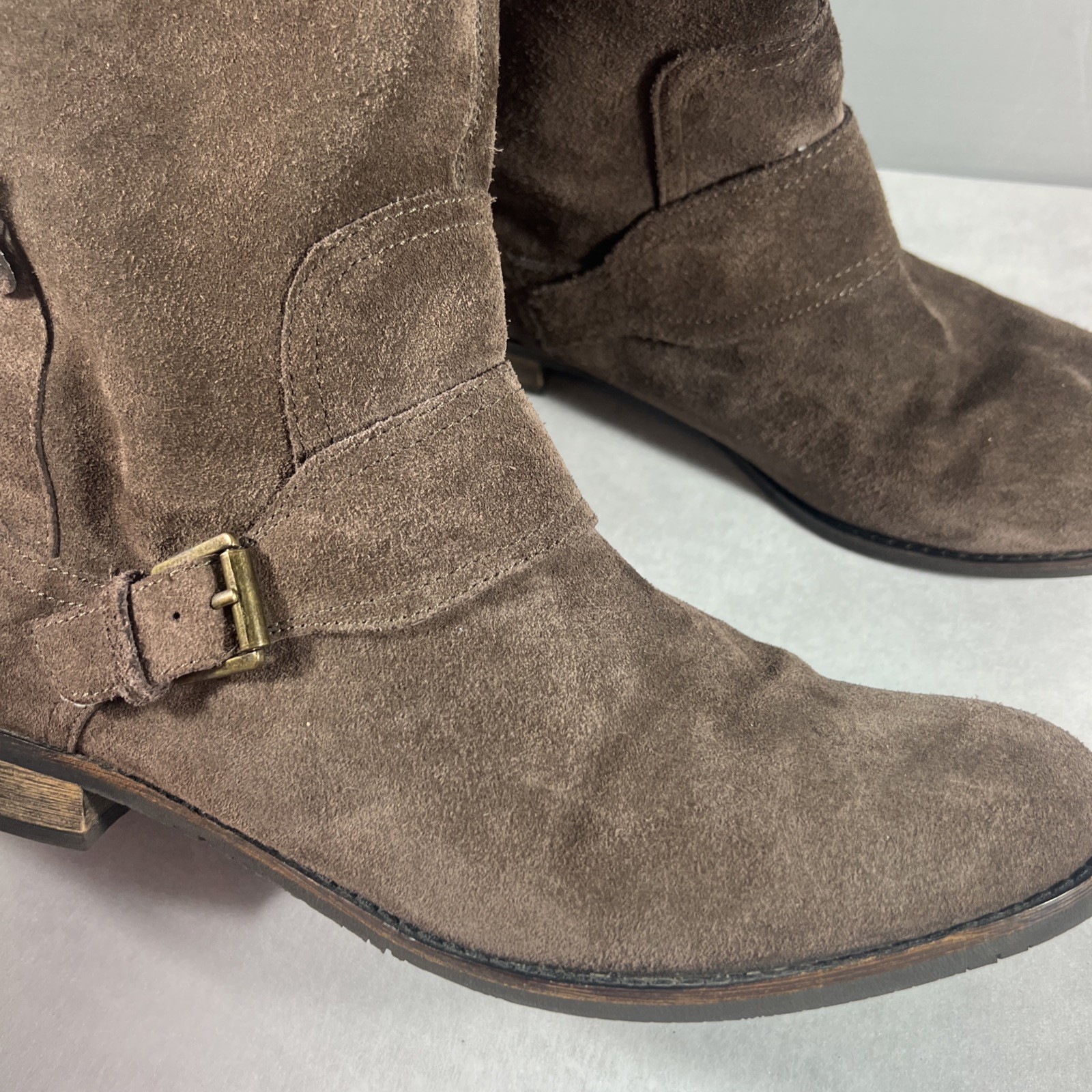 Clarks Indigo Brown Suede Boots mid calf Womens size 10