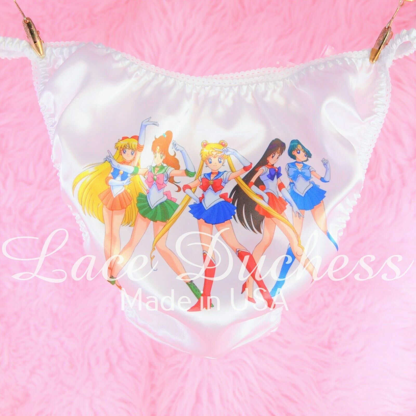 VTG 80s style SATIN Sailor Moon Group Character string bikini Panties Sissy