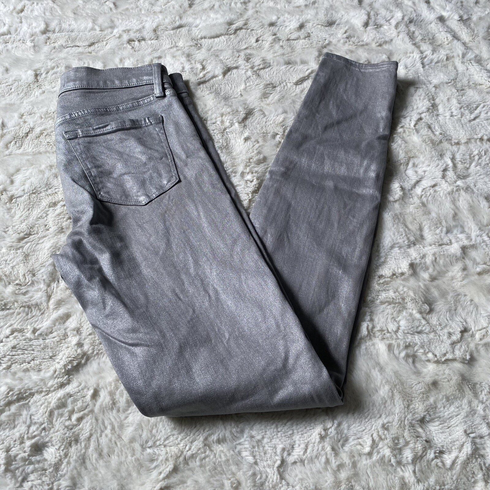 J Brand Women’s Metallic Silver Moondust Super Skinny Jeans Size 26