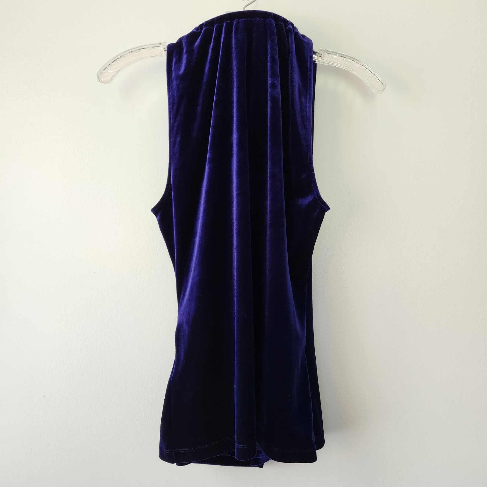 Elie Tahari Top Womens M Navy Velour Blouse Jaye Knit Evening Holiday Designer