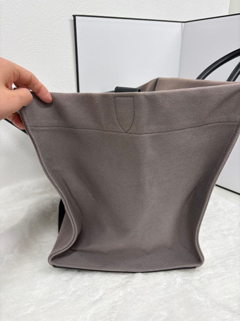 CELINE Luggage Phantom Tote Large Dark Gray Denim Leather Auth Cleaned Bag