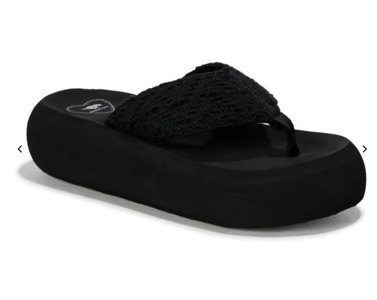 WOMEN’S ROCKET DOG BLACK SANDY FAIRVIEW CROCHET COTTON FLIP FLOPS 7, 8,9,10,11