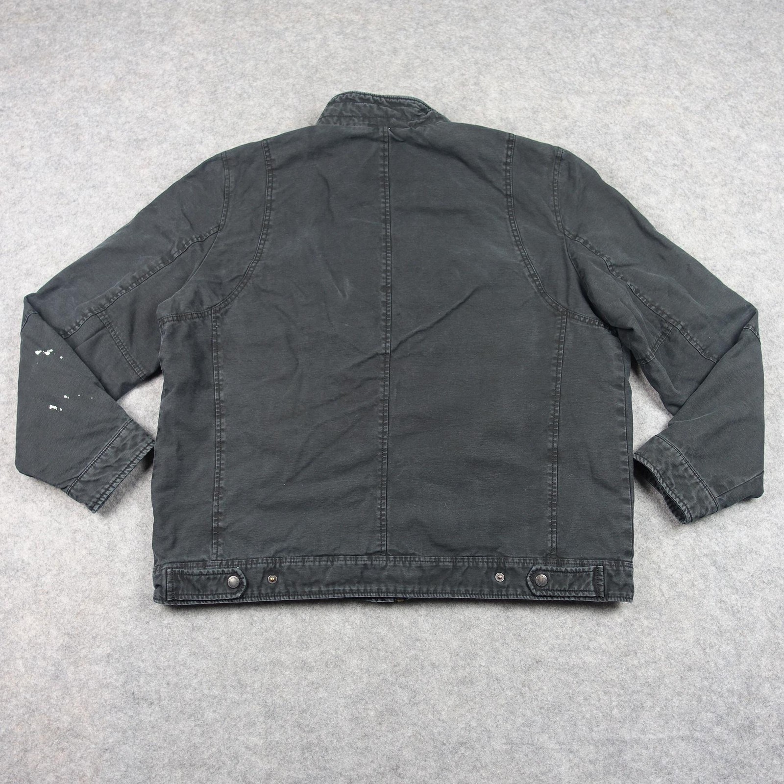 Levis Jacket Mens XL Gray Canvas Military Quilted Lined Insulated Zip Front VTG
