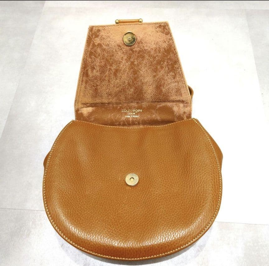 Courreges handbag brown flap 9.8 inches
