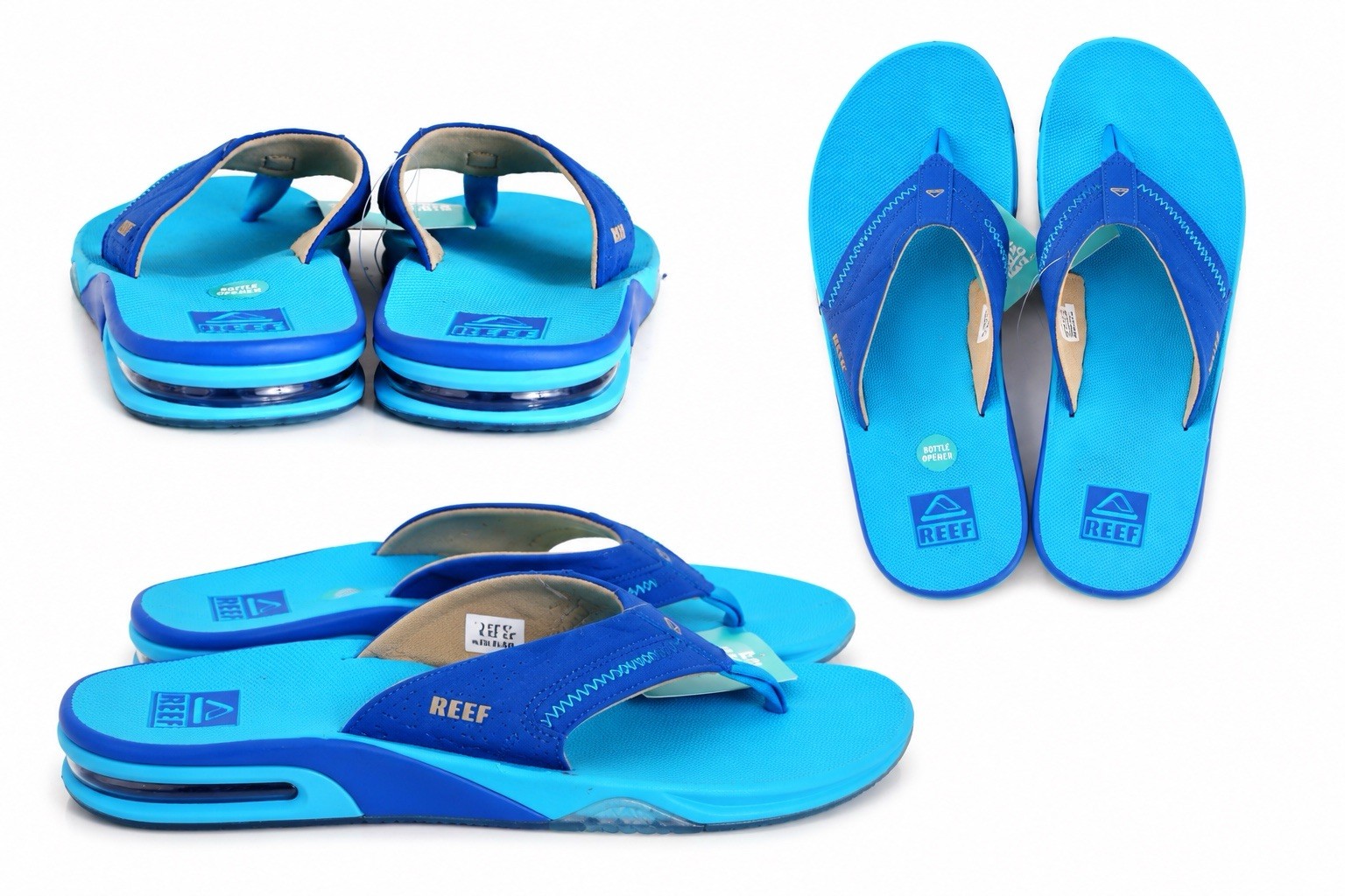 Reef Fanning Flip Flops Blue Activated Bottle Opener Sandal CJ6657 US 11 EU 44