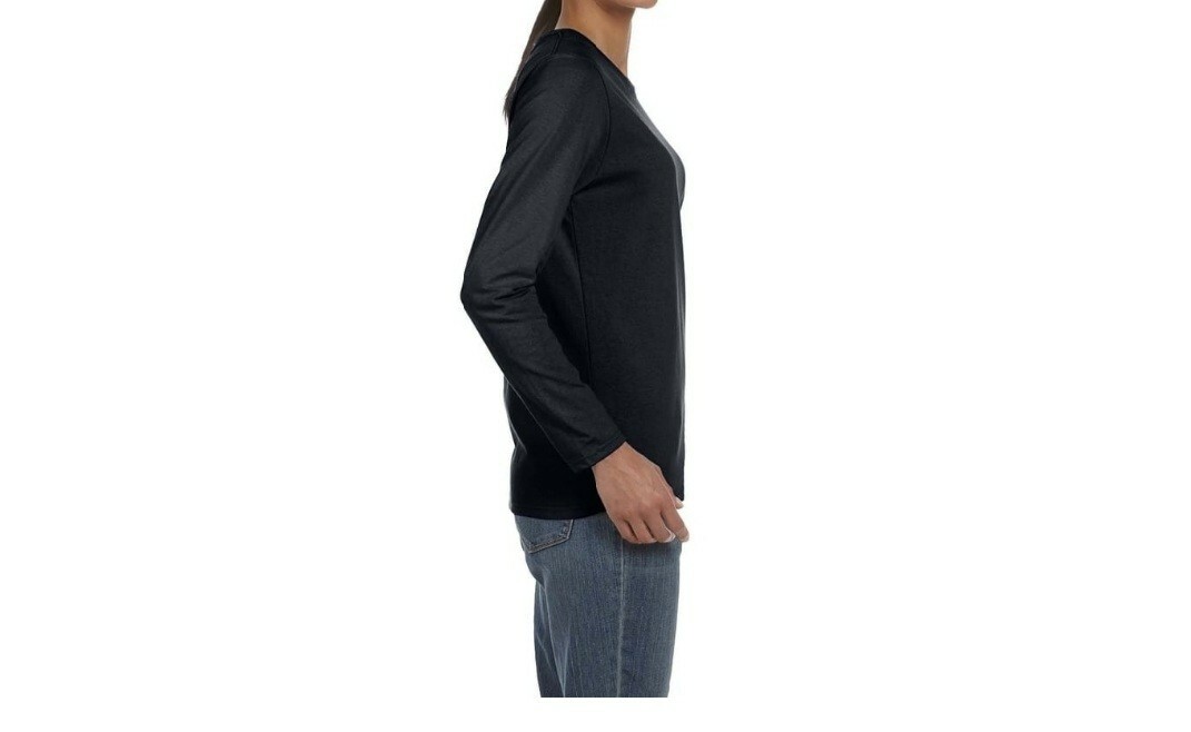 Gildan Womens Long Sleeve T-Shirt 100% Cotton Heavy 5.3 oz Missy Fit size L