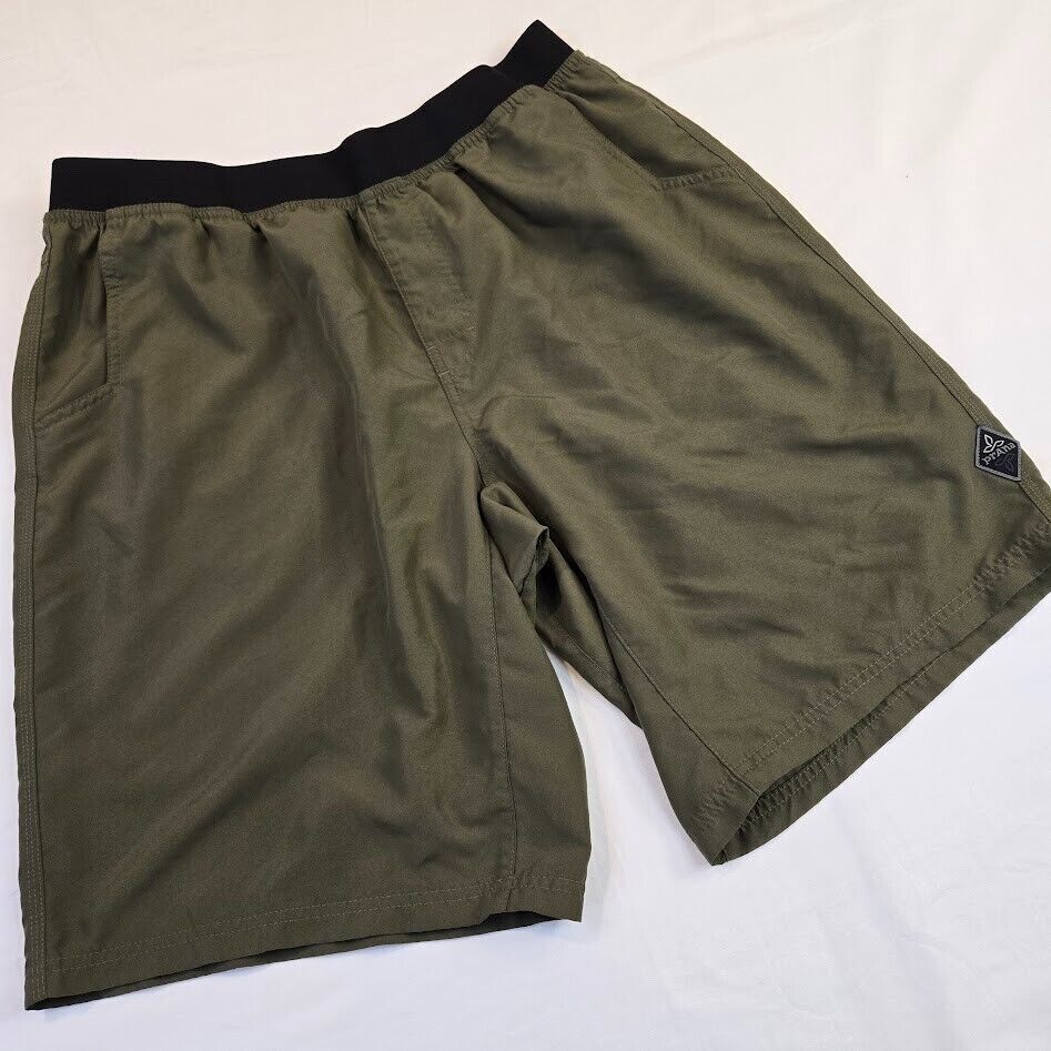 prAna Men’s Green Mojo Shorts 10″ Inseam Pull On Stretch Waist Size XXL
