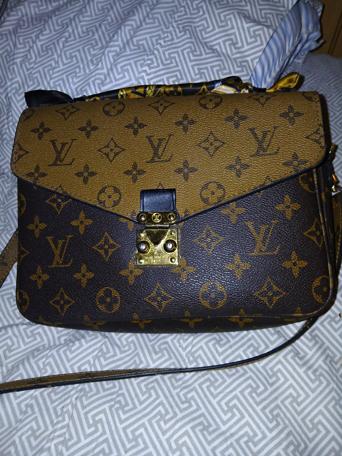 Louis Vuitton Monogram Pochette Métis Crossbody Bag Brown Tan Gold Hardware