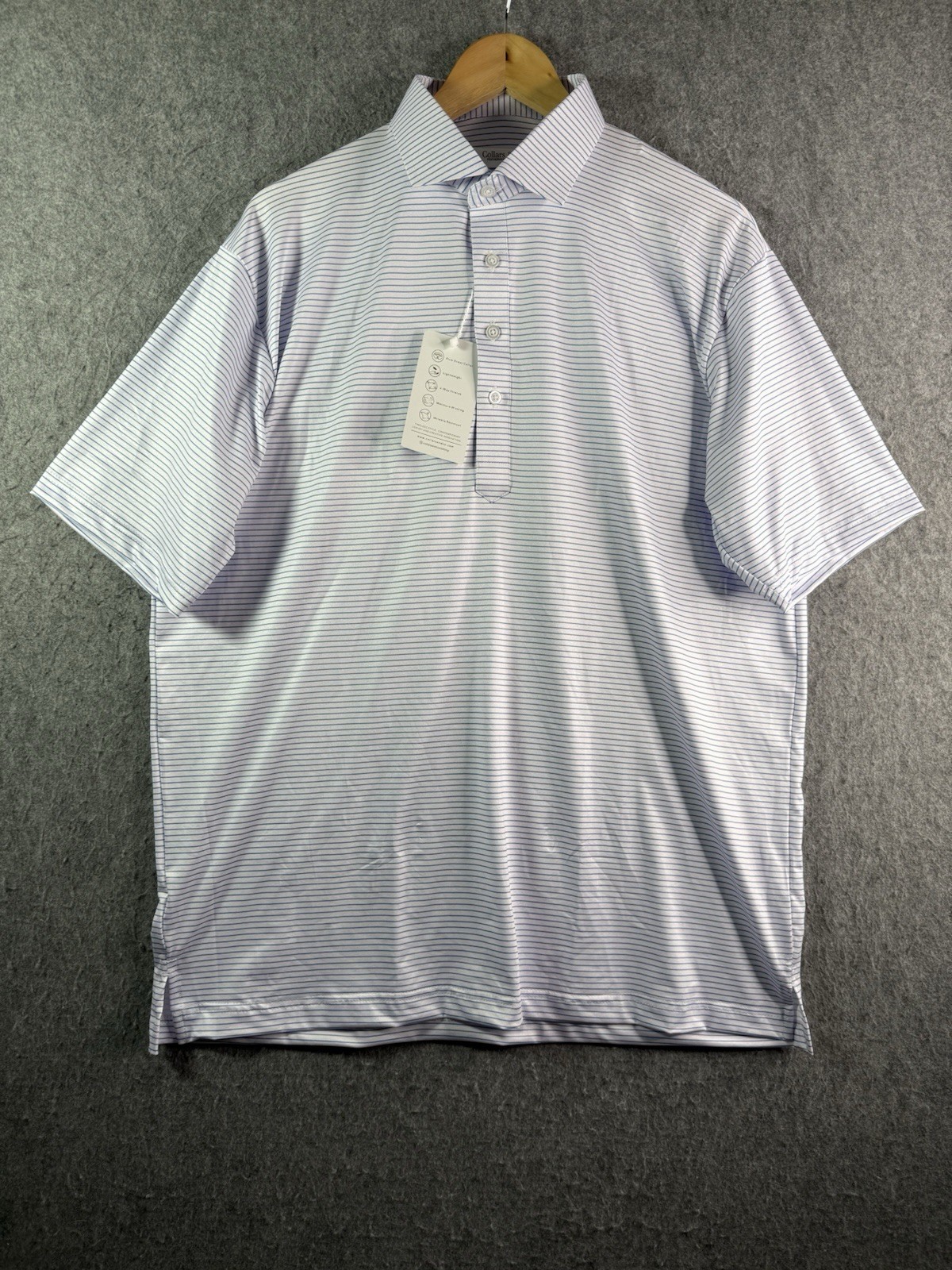 Collars & Co Pink & Blue Stripe Featherweight Relaxed Dress Collar Polo Large
