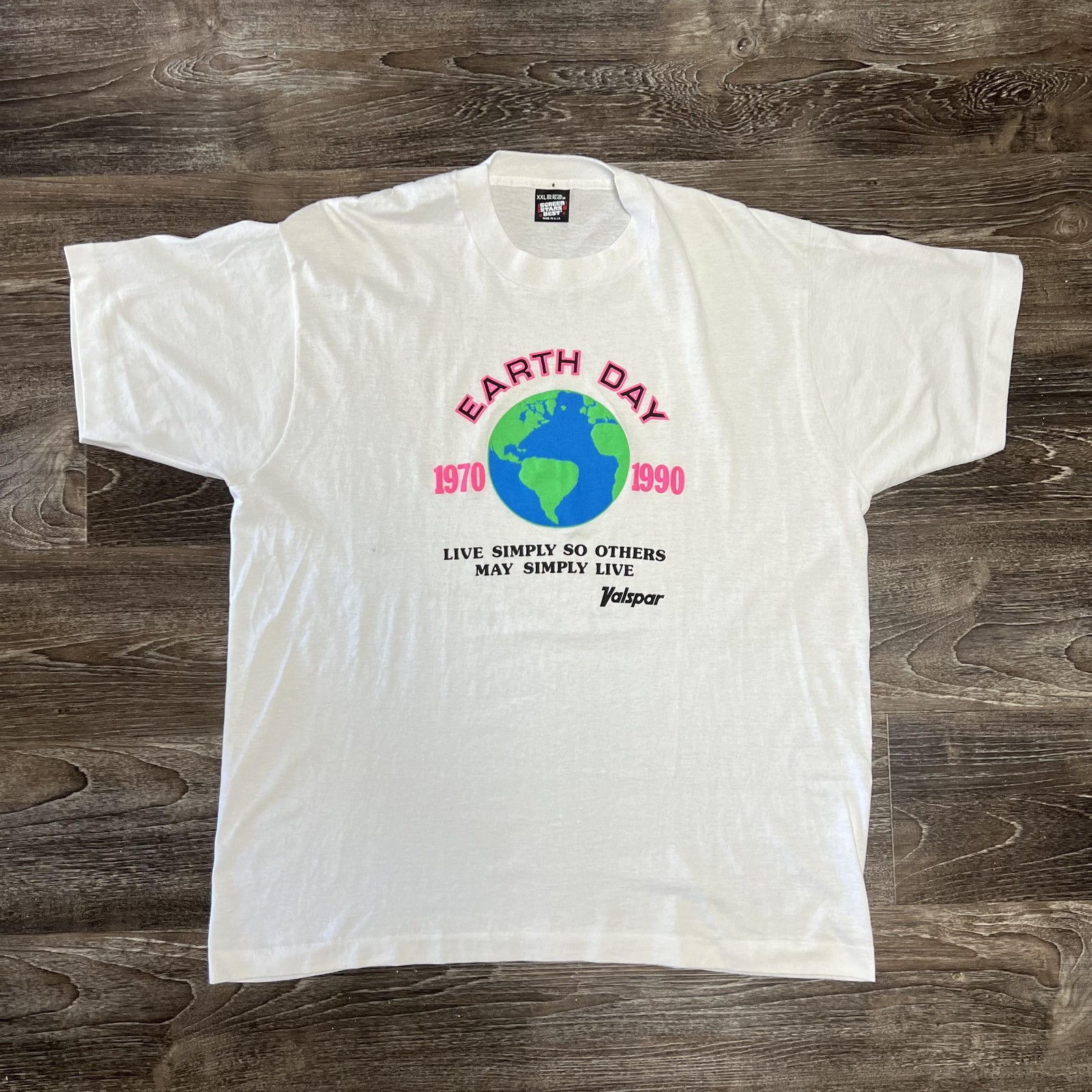 Vintage Earth Day Shirt Mens 2XL White Valspar Screen Stars Best 1990 90s