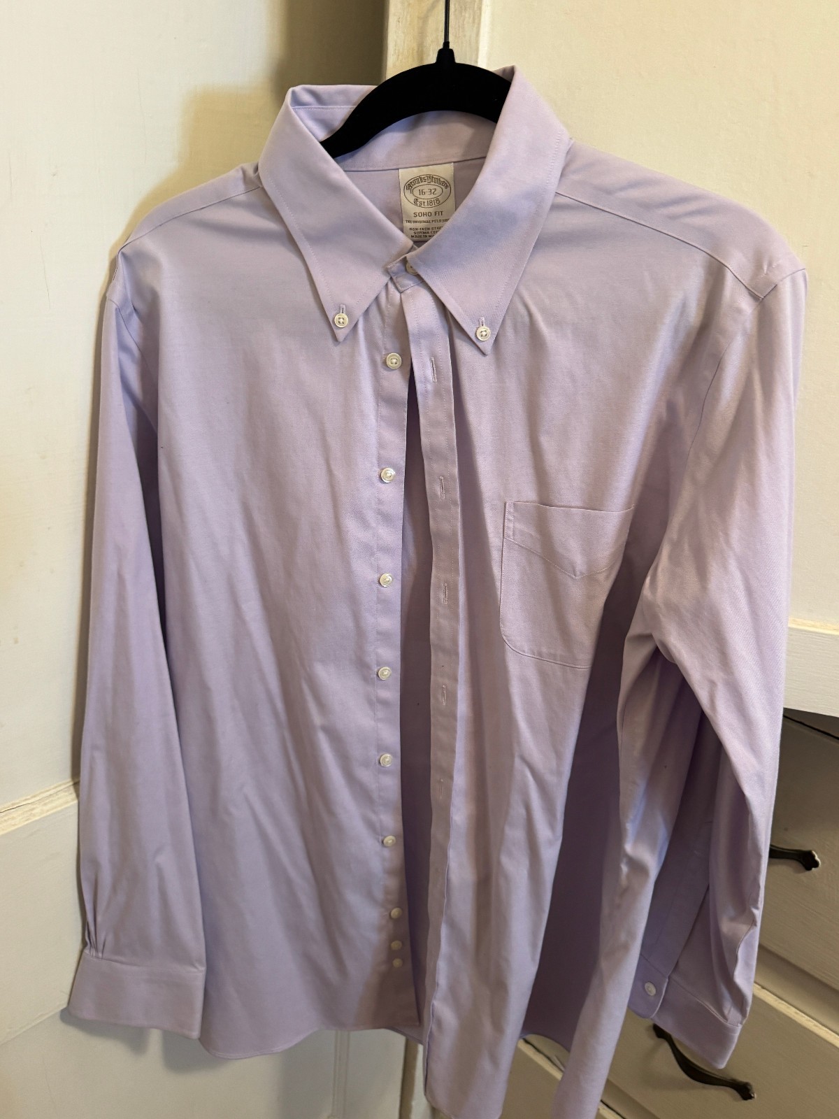 Brooks Brothers Soho 16″ Purple Oxford Button Down w pocket (altered: see pics)
