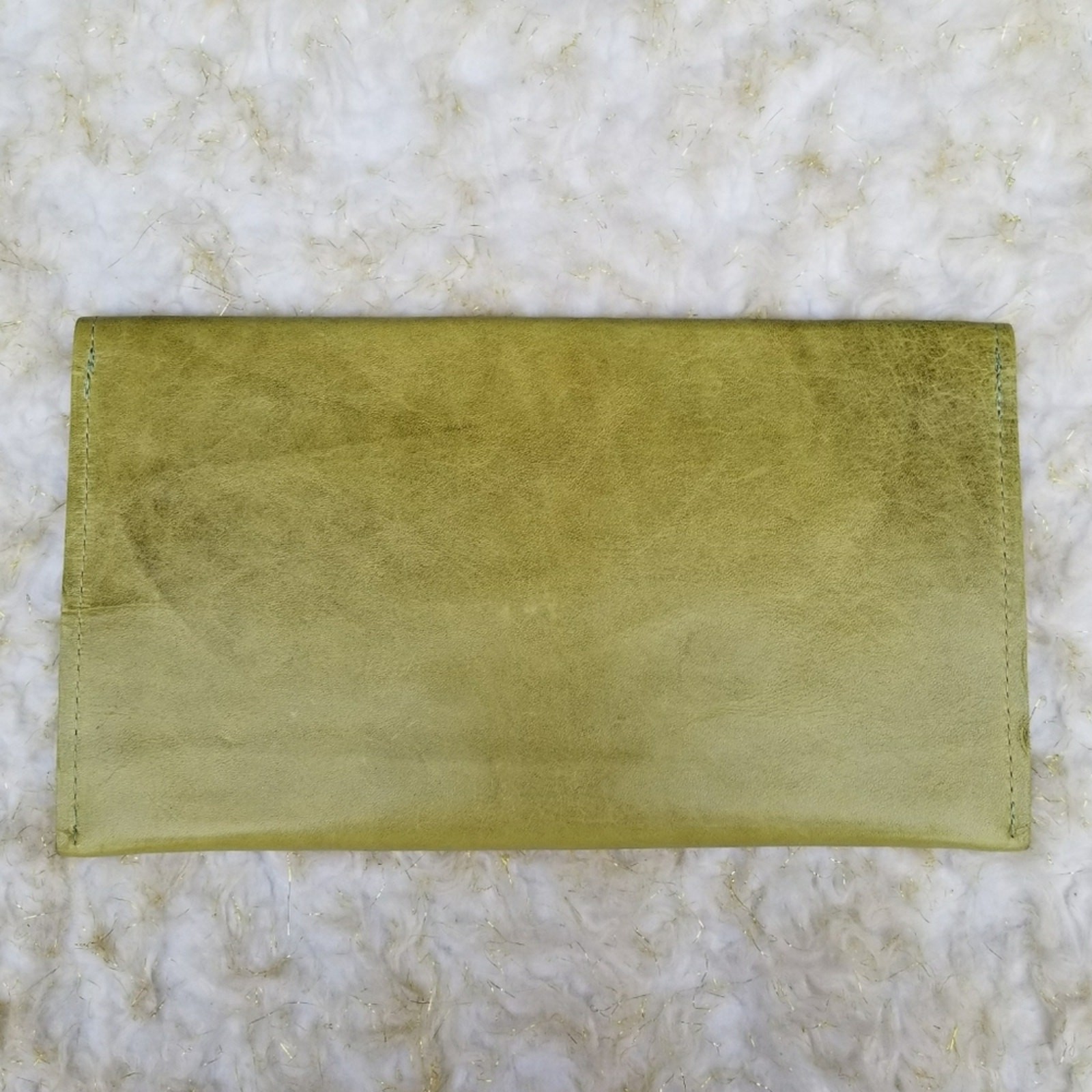 R. Riveter Green Leather Envelope Clutch Handmade Travel Document Folio USA