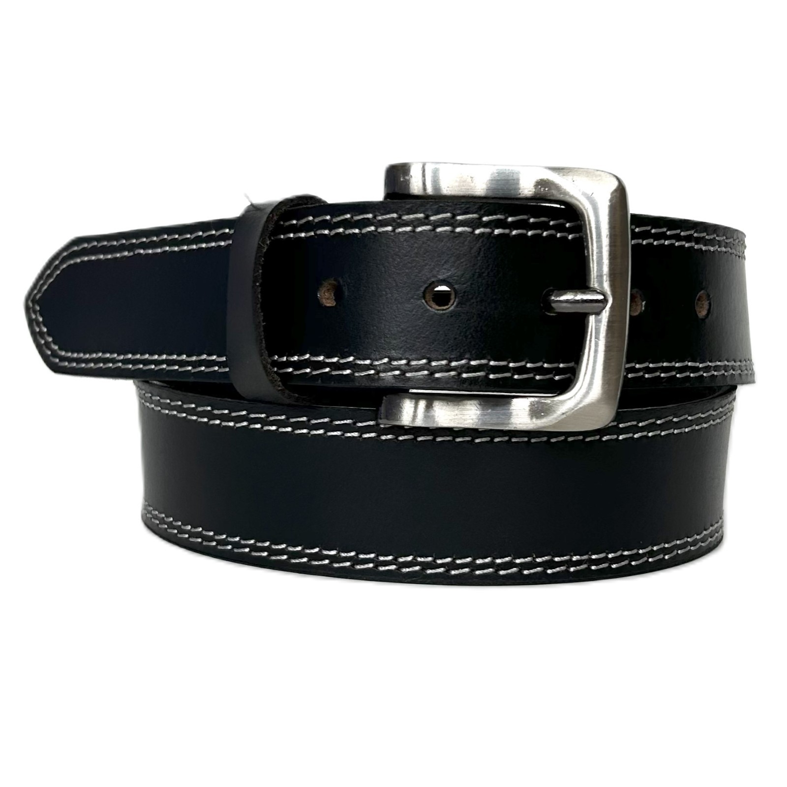 Men’s Genuine Buffalo FULL GRAIN Thick Leather Stitch Heavy Duty Belt 1.5″ width