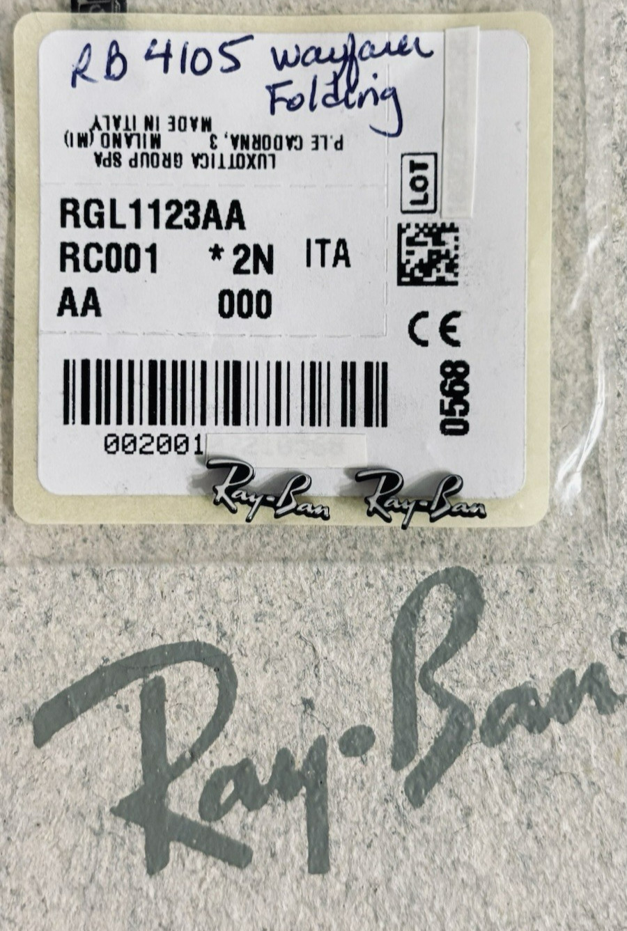 Ray Ban RB4105 Wayfarer Folding Pair Written Decoration Side Icon Logo Genuine