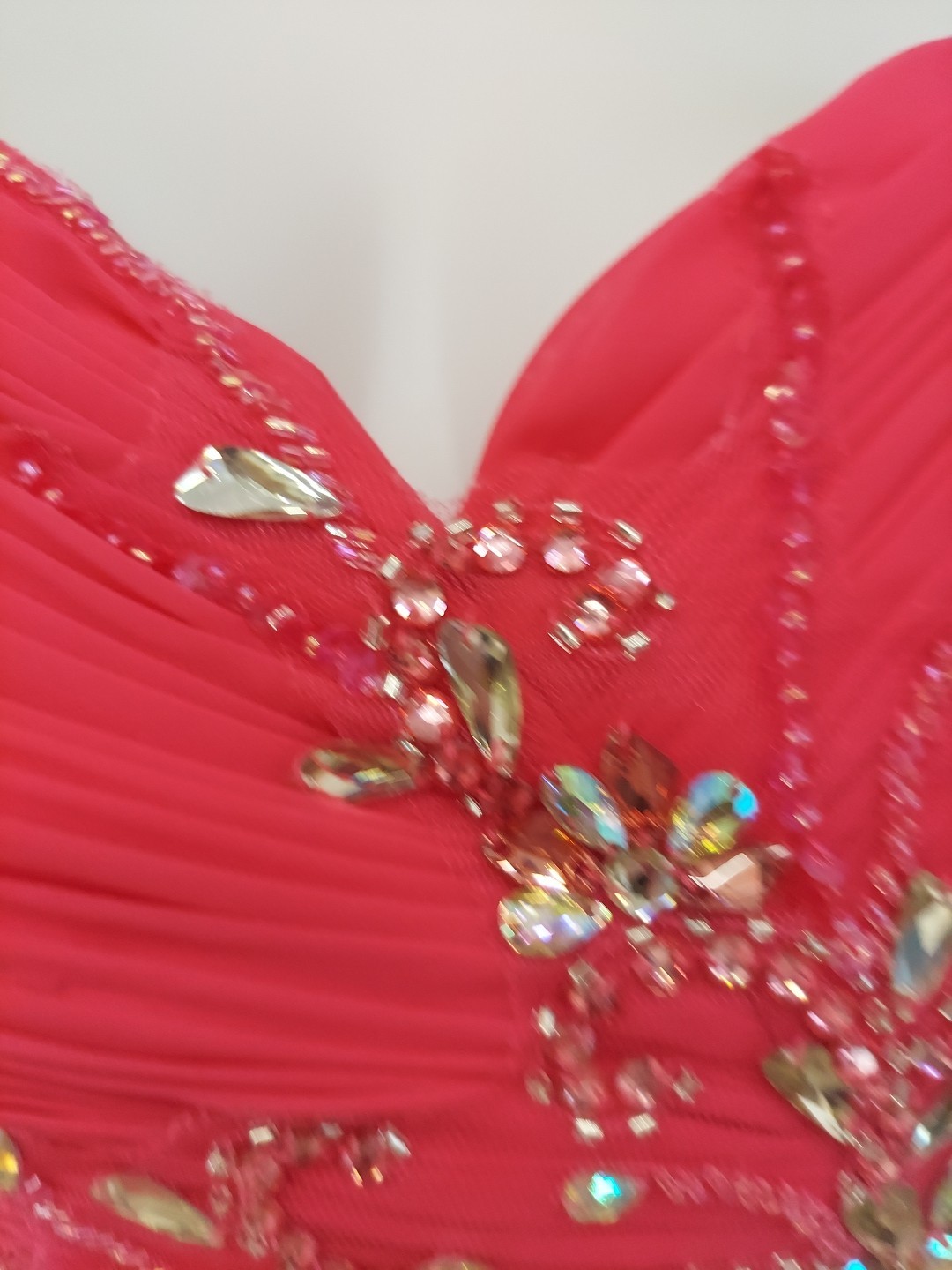 **Intrigue Co. Sz 18 Fushia Pink Gem Accent Prom Dress seetrough Overlay **