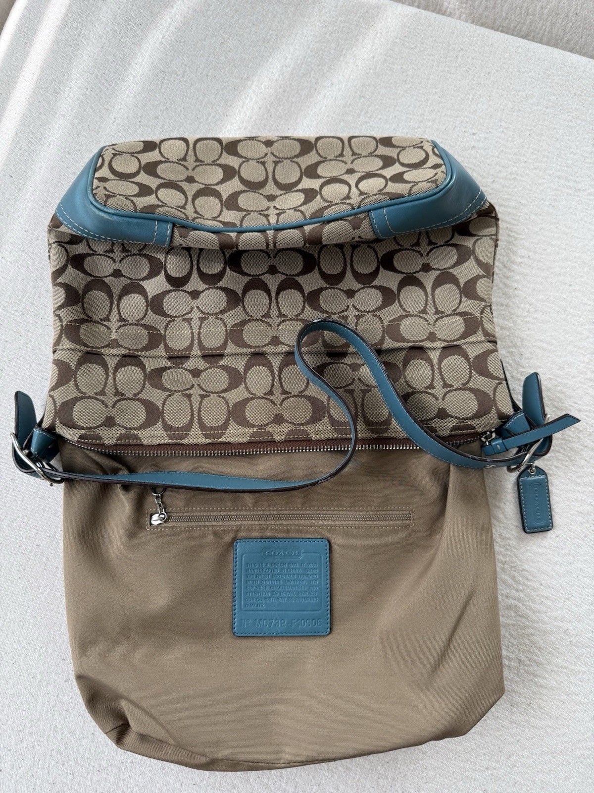 🩵Vintage Coach Signature Soho Hobo Bag Teal F10906 Y2K Canvas Leather Bag 2008