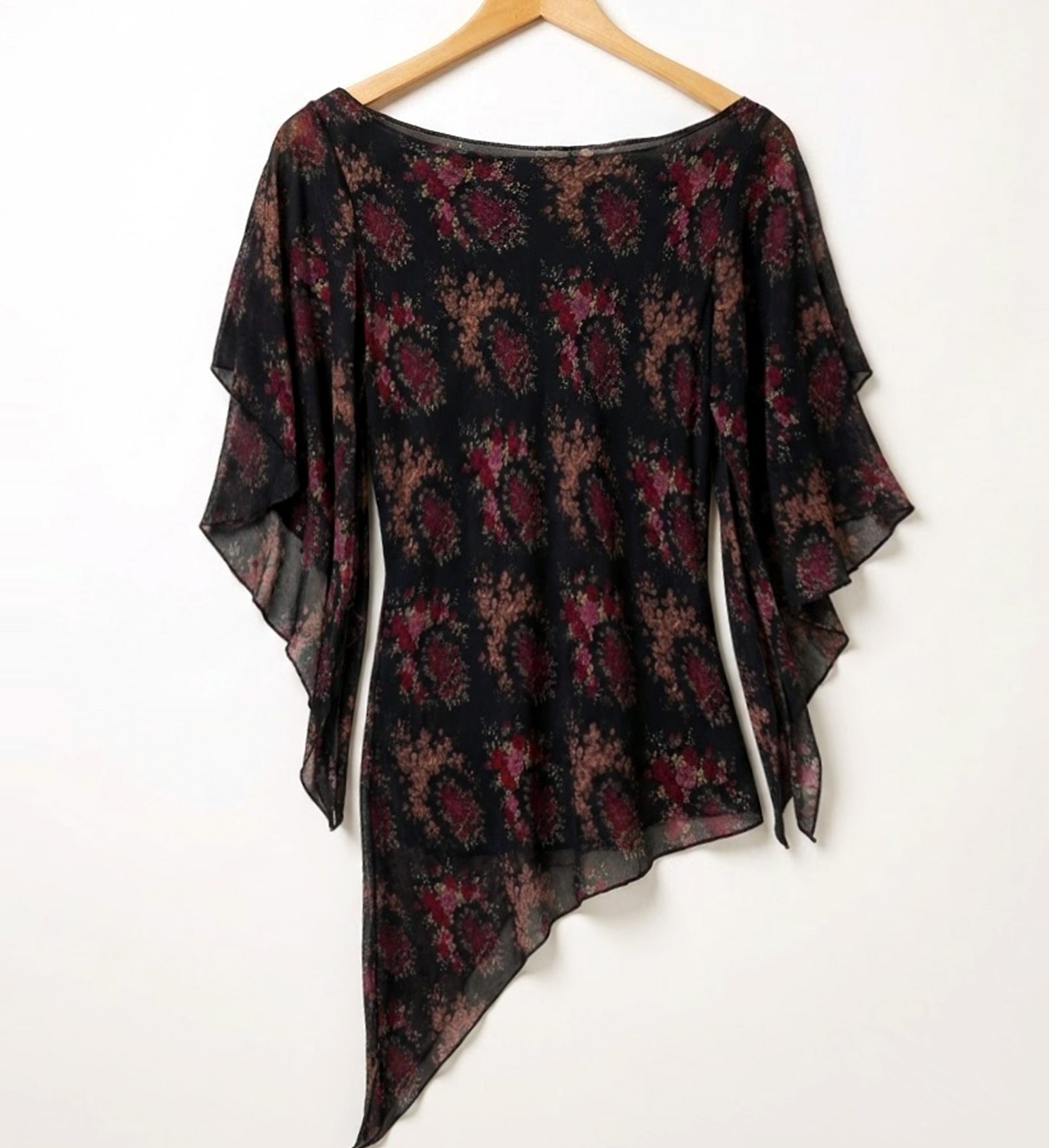 Morgan De Toi Vintage Y2K Floral Asymmetric Fairycore Top Size S