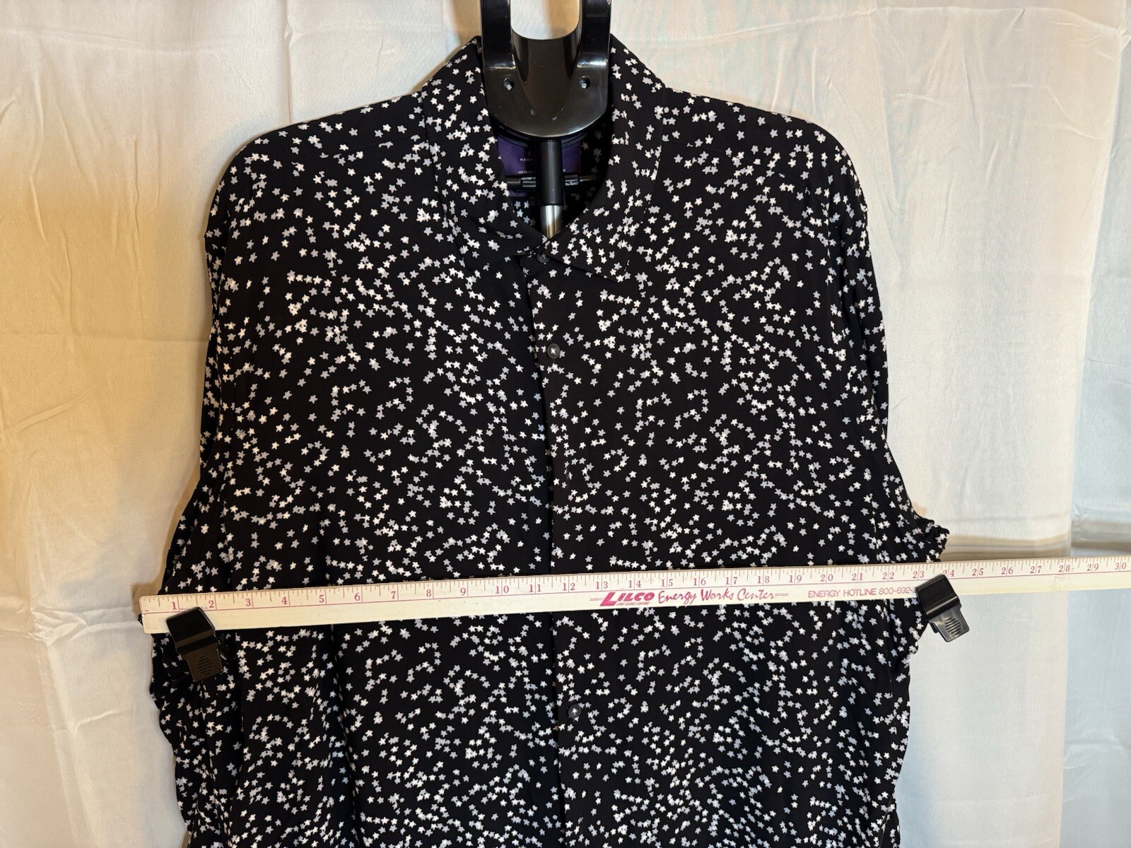 HAWES & CURTIS MAYFAIR SLIM FIT MENS DRESS SHIRT BLACK WITH STARS XXL