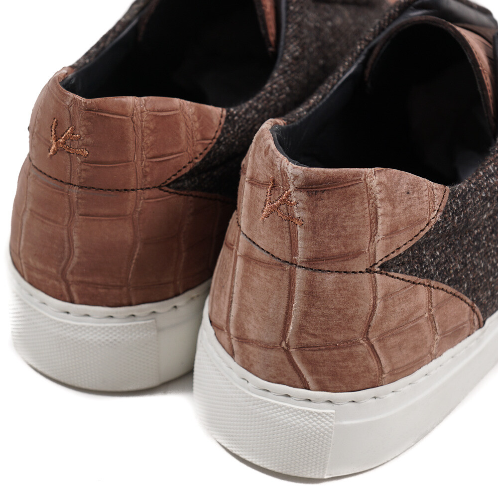 NIB $3600 ISAIA Crocodile and Wool Slip-On Sneakers US 7 (Eu 40) Shoes