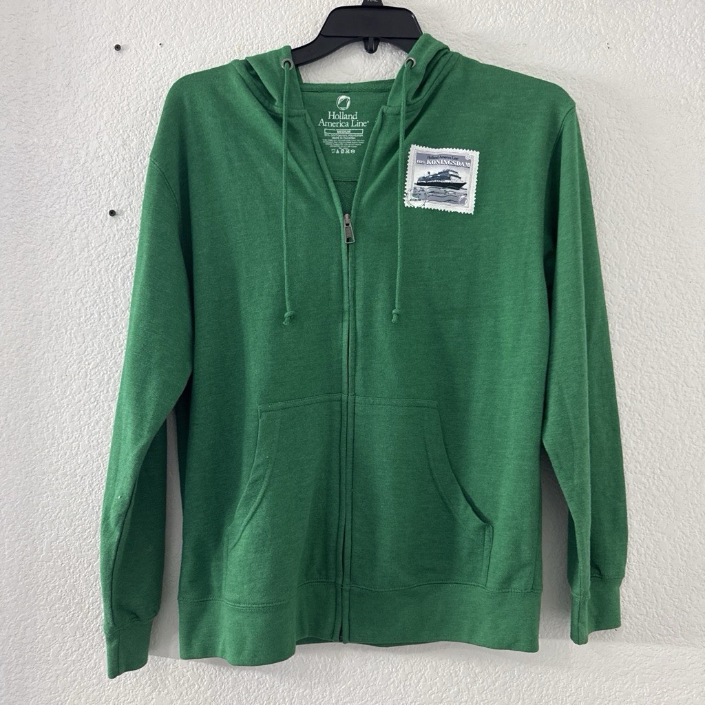 Holland American Line Green Sweater Zip Up Size Medium Men’s Vintage 1980s Rare