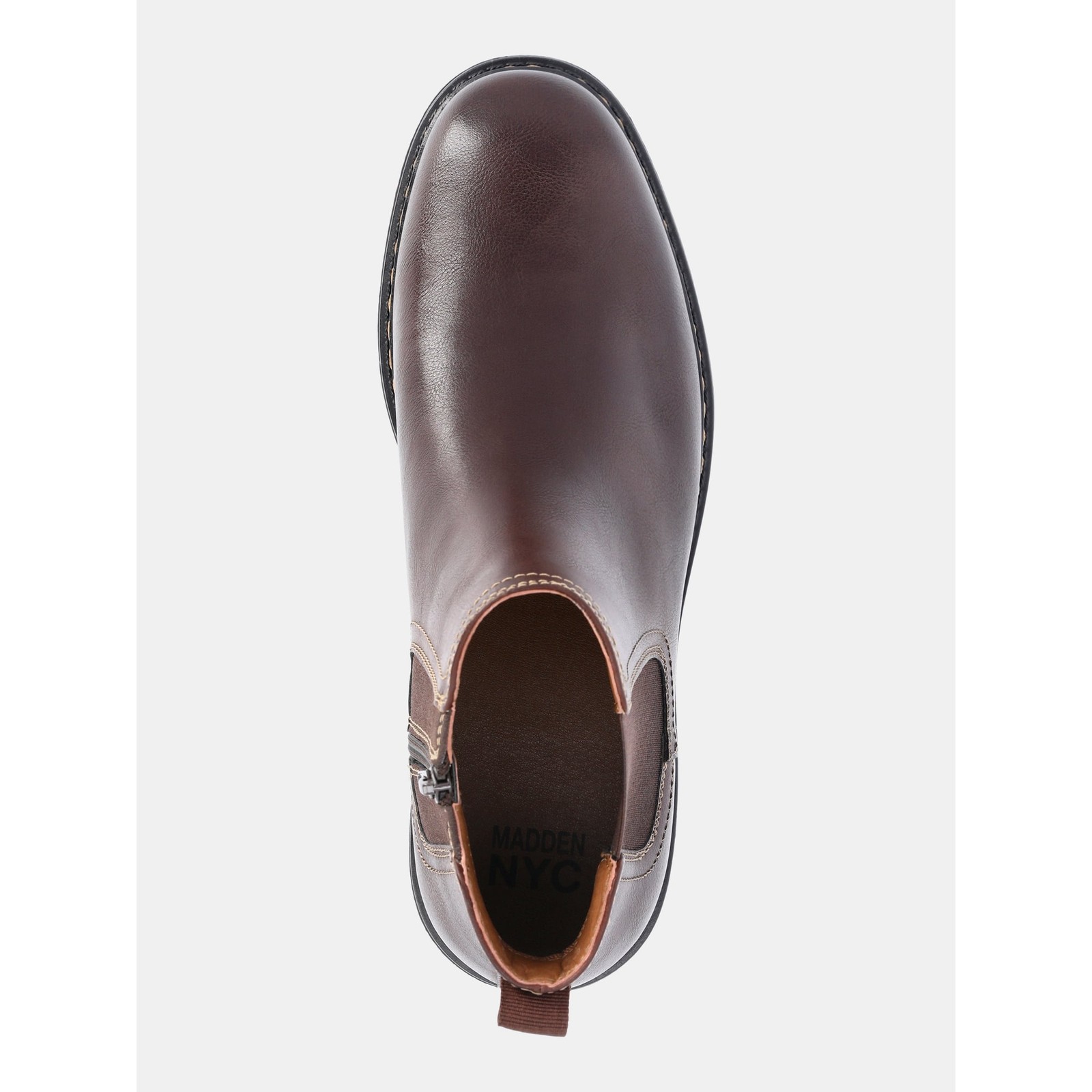 Madden NYC Men’s Brown Pull-On Side Zip Elastic Gore Muse Chelsea Boots: 12