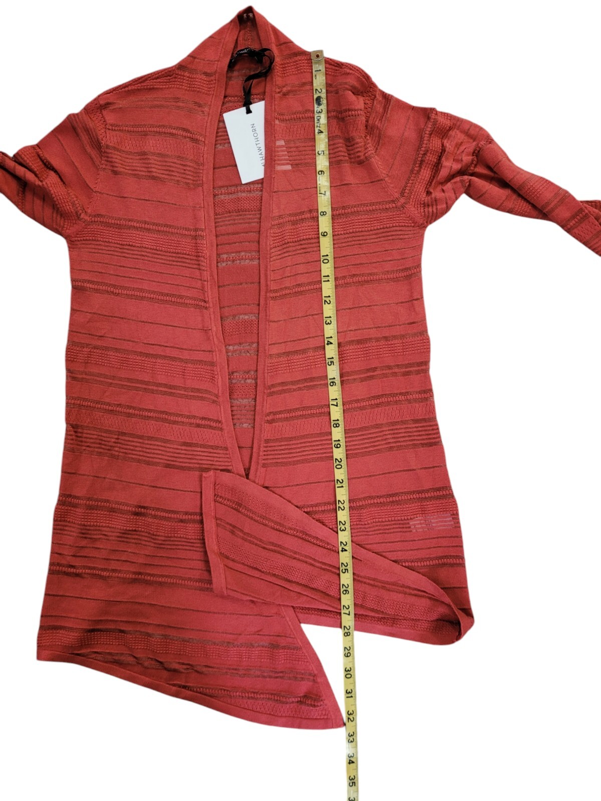 New 41 HAWTHORN M Stripe Open Front Textured Cardigan Women