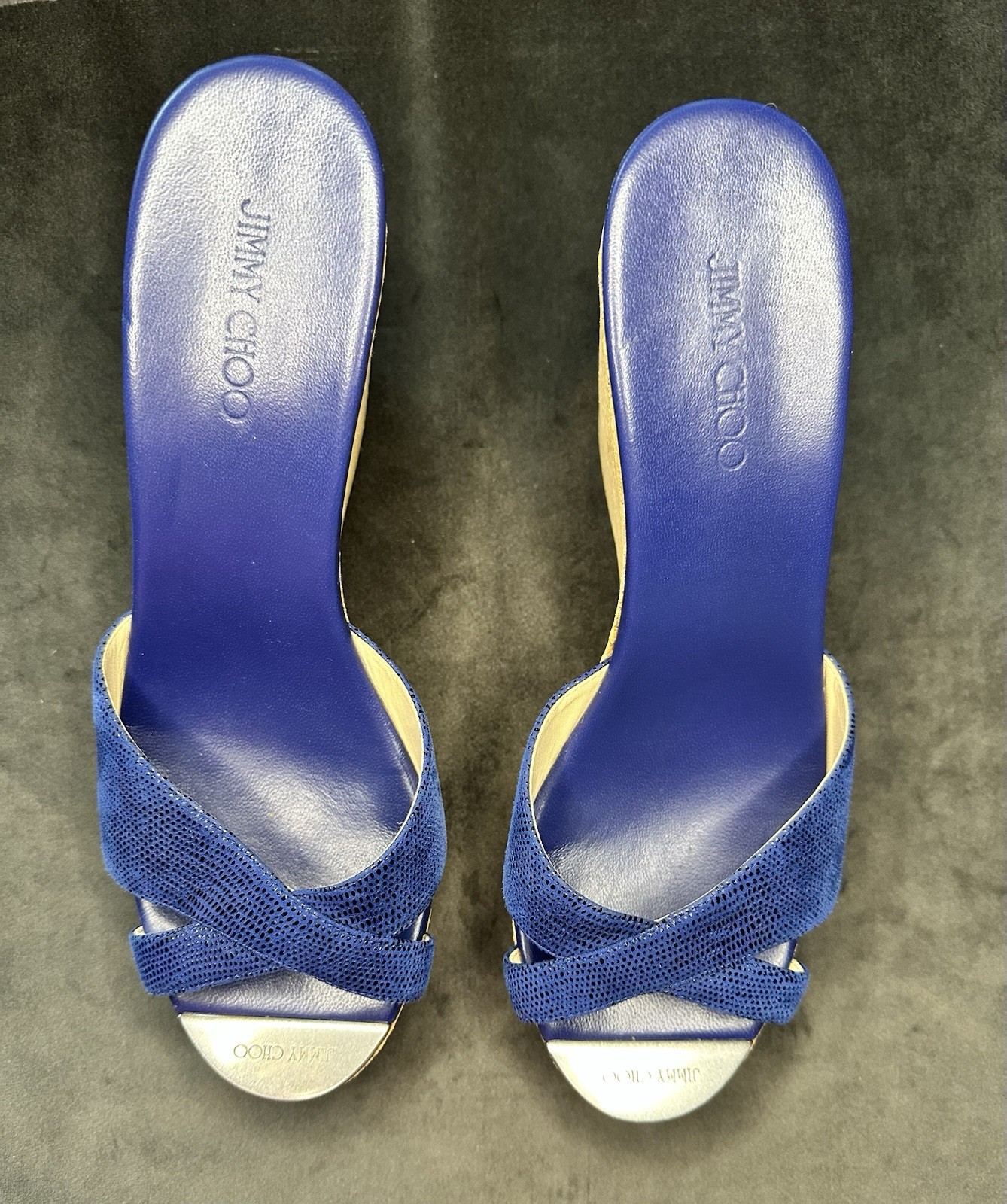 Jimmy Choo Blue Pandora Wedge Sz 9