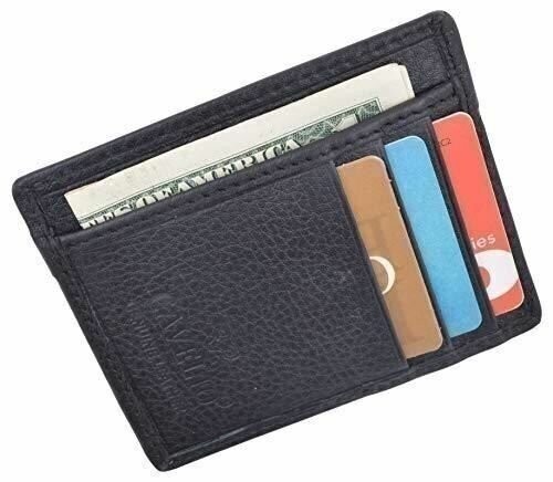 Men’s Minimalist Slim Thin Front Pocket Credit Card ID Holder Leather Wallet