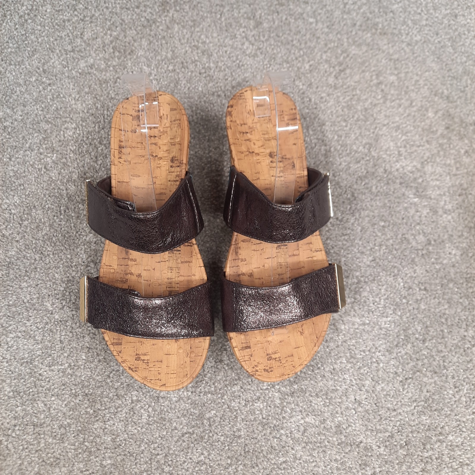Vionic Pepper Sandals Women Size 9 Wide Brown Wedge Metallic Platform Comfort