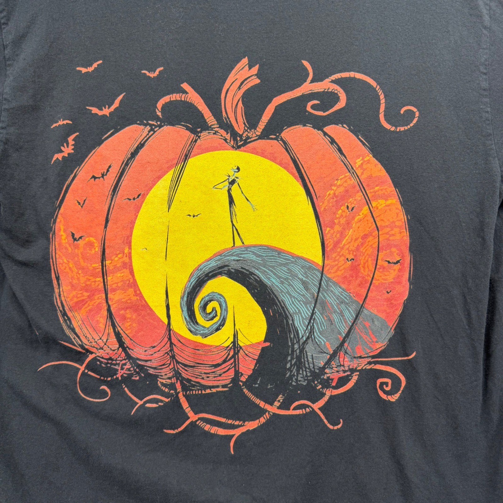 Disney Nightmare Before Christmas Shirt Men L Black Jack Skellington Pumpkin Tee