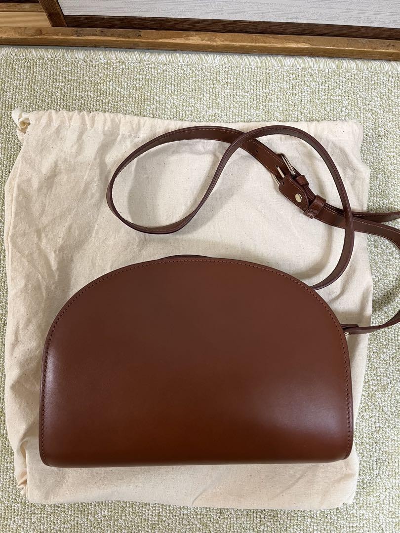A.P.C shoulder bag denim leather brown half moon