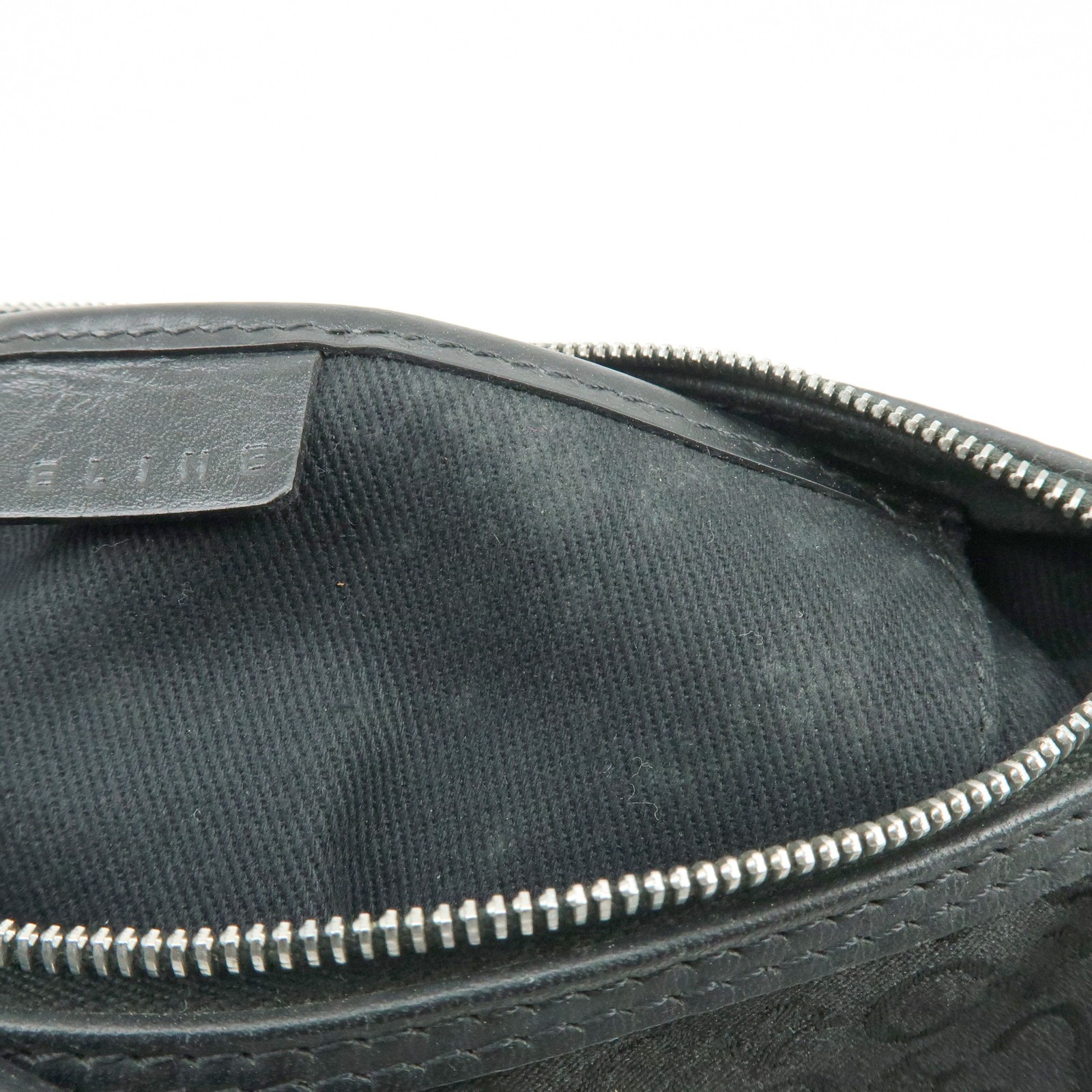 CELINE C Macadam Leather Shoulder Hand Bag Accessory Pouch Black Auth Used F/S