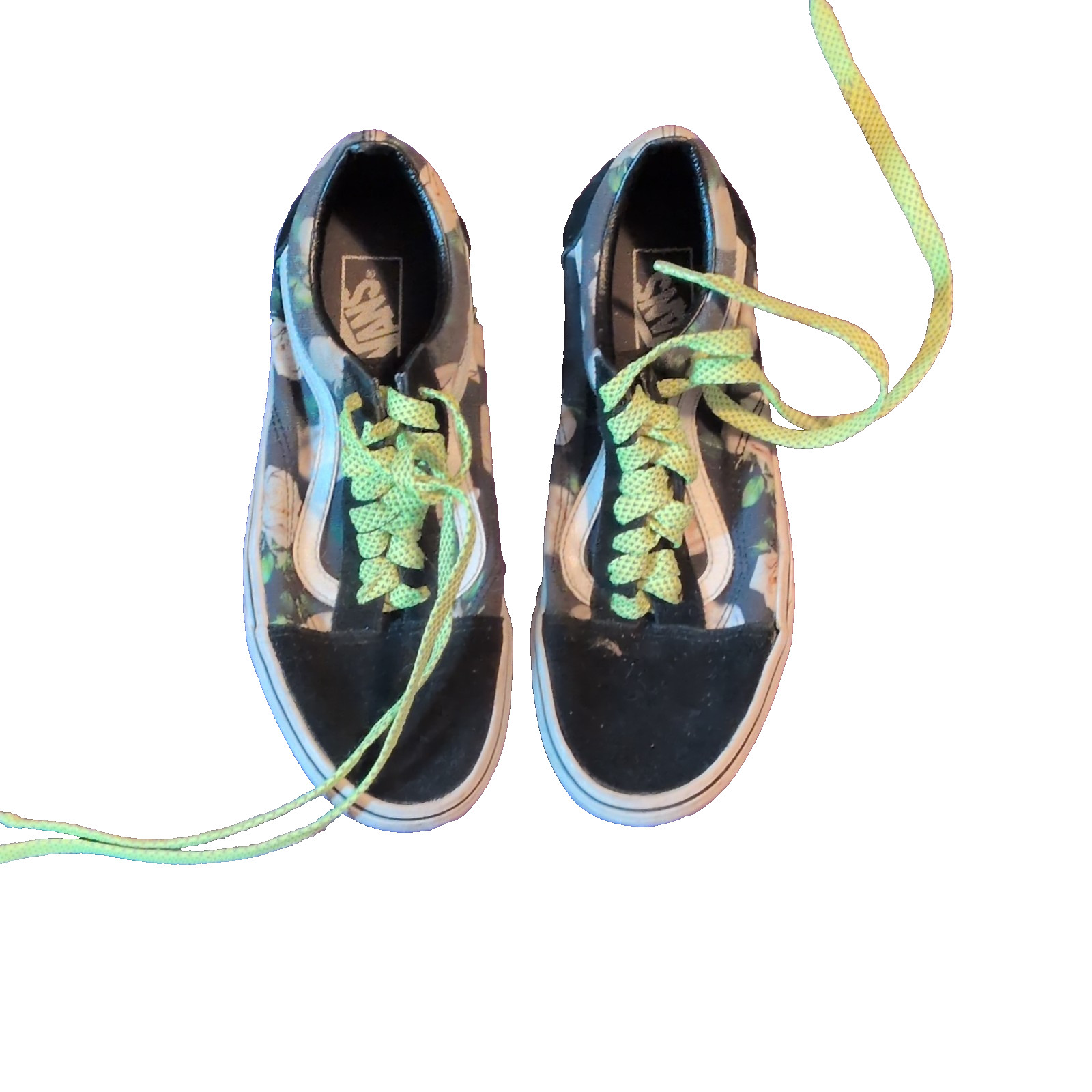 VANS Old Skool Men’s Low Top Lace-Up Sneakers Black/Green Floral M 8.5/W 10
