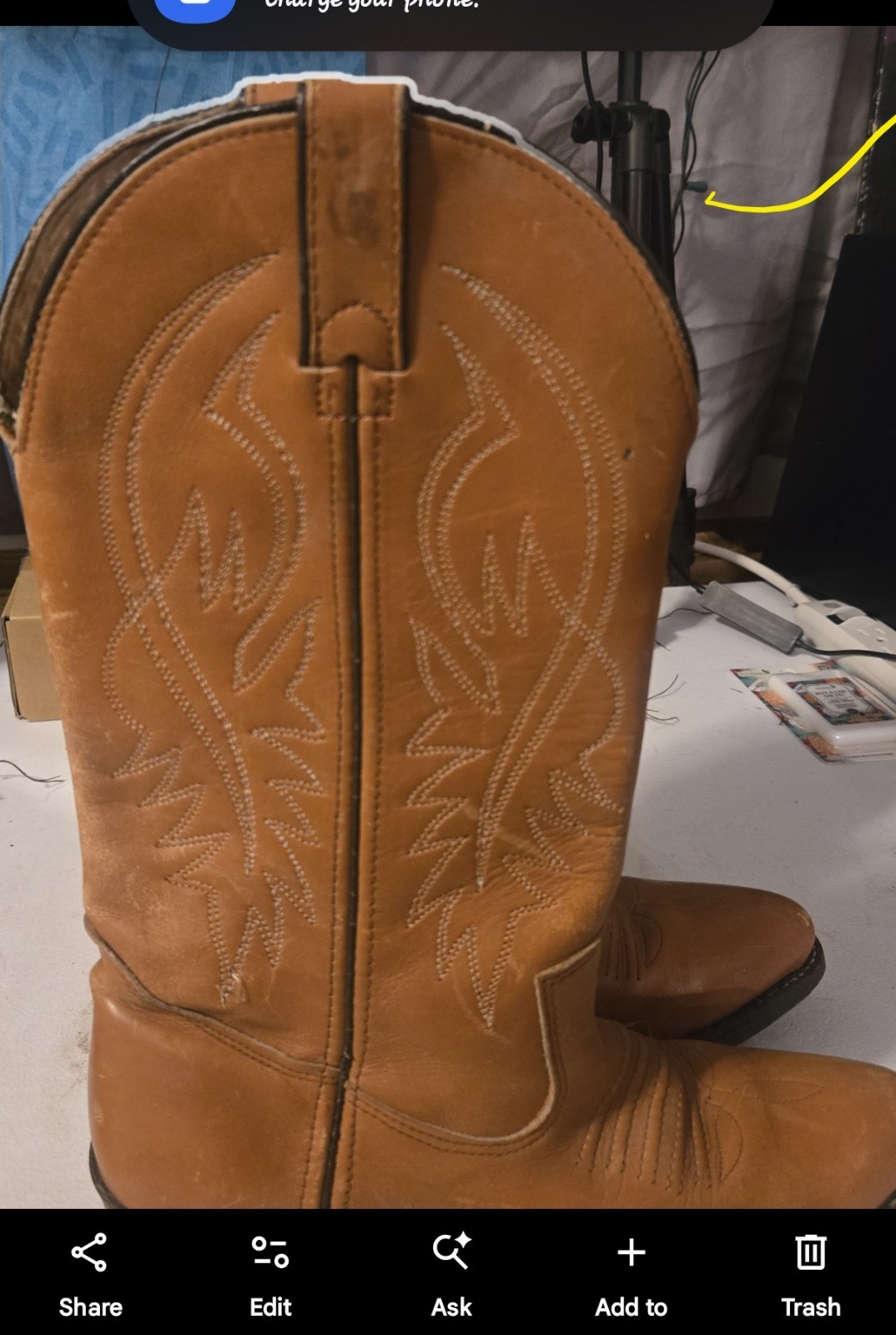 Double HH Brown Leather Cowboy Western Boots Men’s