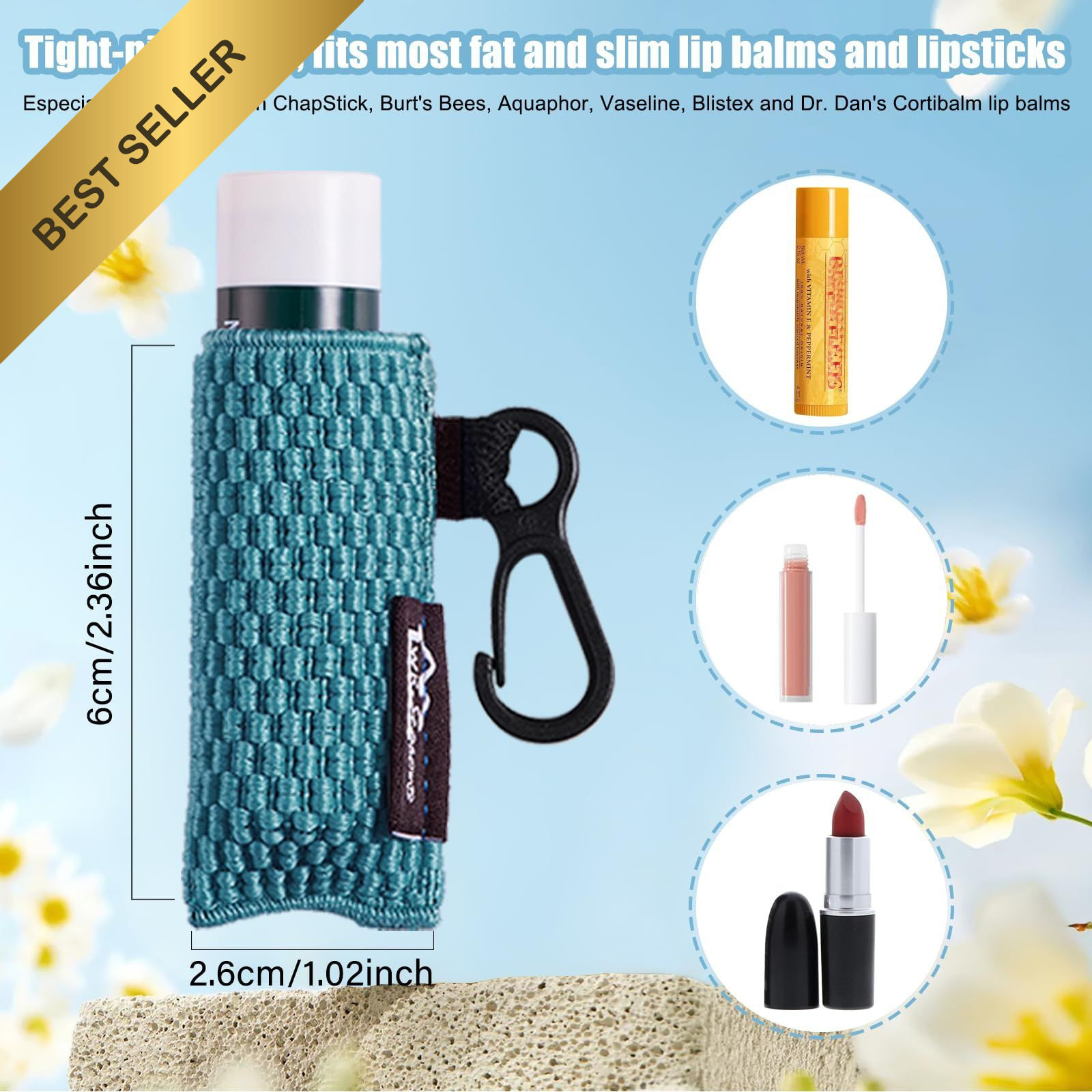 WK IEASON Lip Balm Holder Keychain 3PCS Elastic Gloss Sleeves Multicolor Bundle