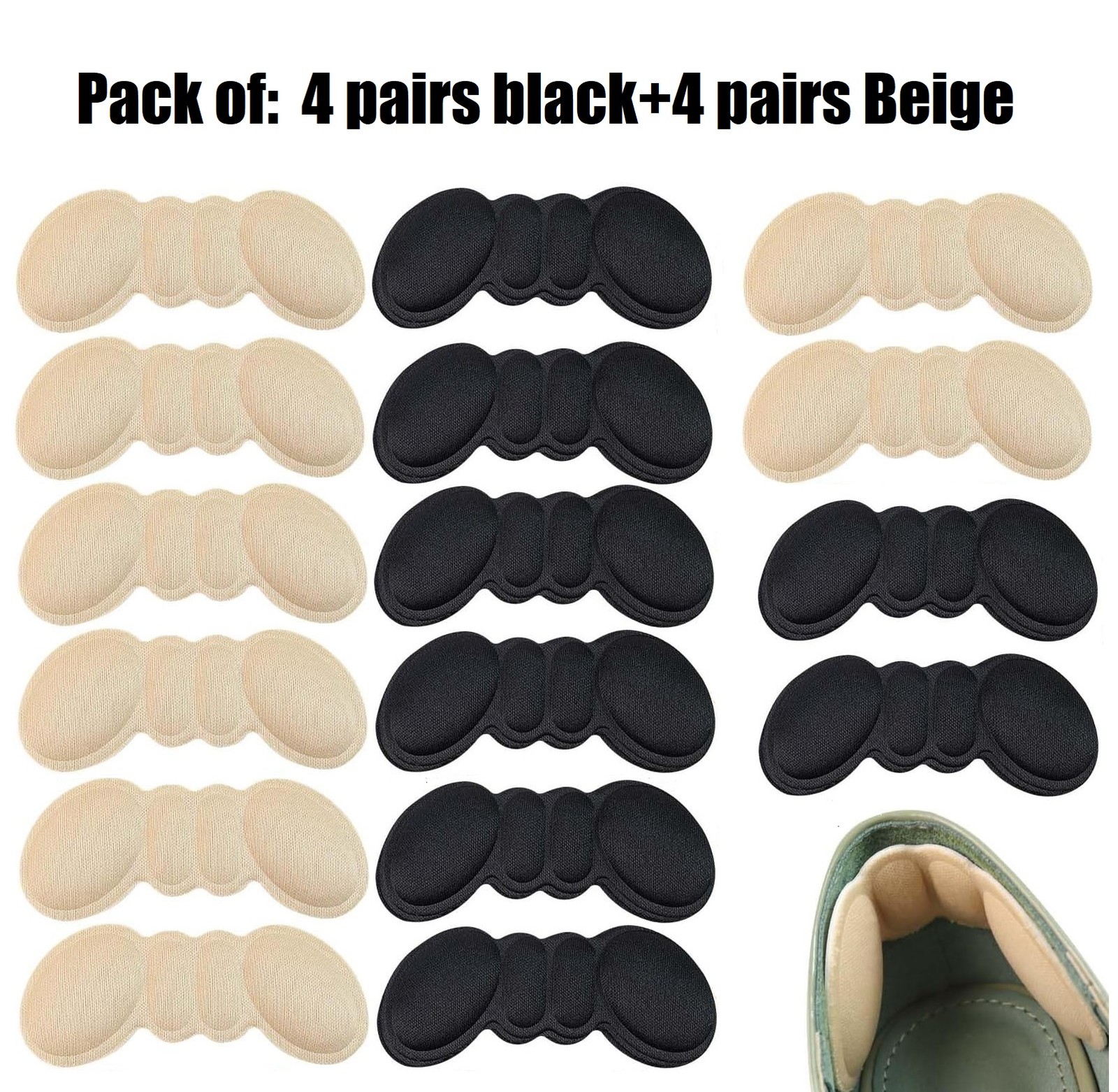 8 Pairs Premium Foam Heel Pads for Too Big Shoe Inserts Grips Protectors Pads US