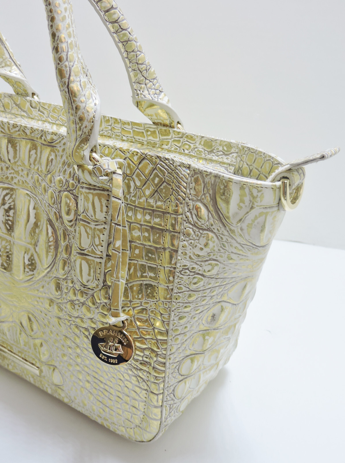 Brahmin Small Ashlee Hologram Gold Melbourne Leathe Satchel Veronica Wallet NWT