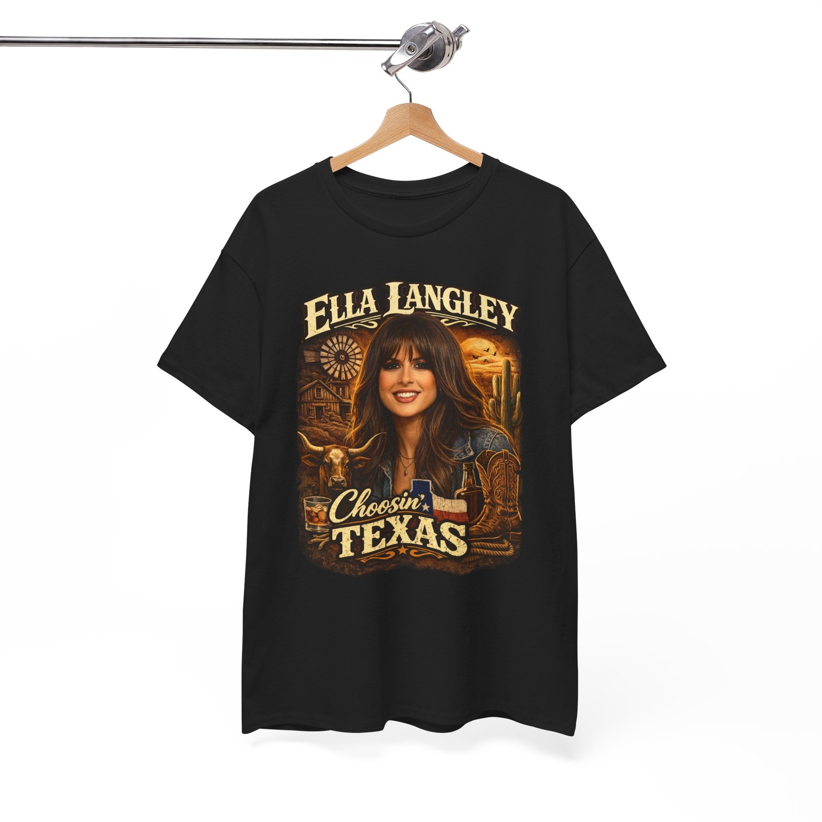 Ella Langley Choosin’ Texas Texan Retro Vibe Vintage Look cd vinyl tour shirt