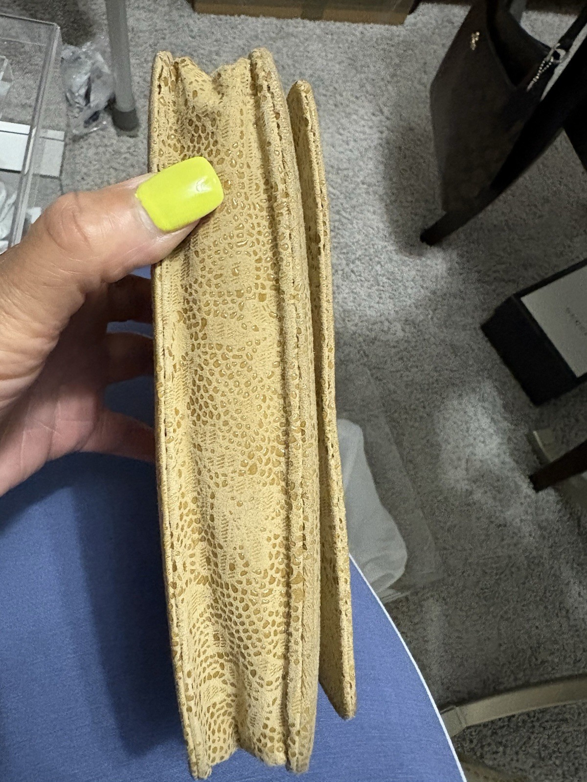 CHANEL Beige Embossed Logo Clutch w/ Gold Hardware Animal Print Women