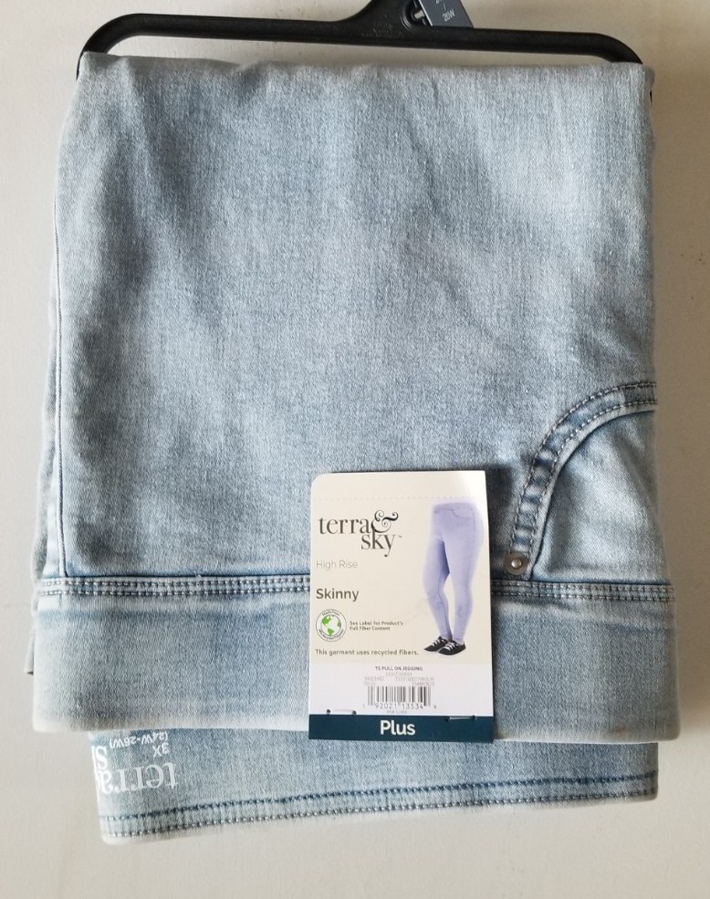 Terra & Sky Size 3X 24W-26W Pull On Jegging Light Blue Wash Stretch High Rs READ