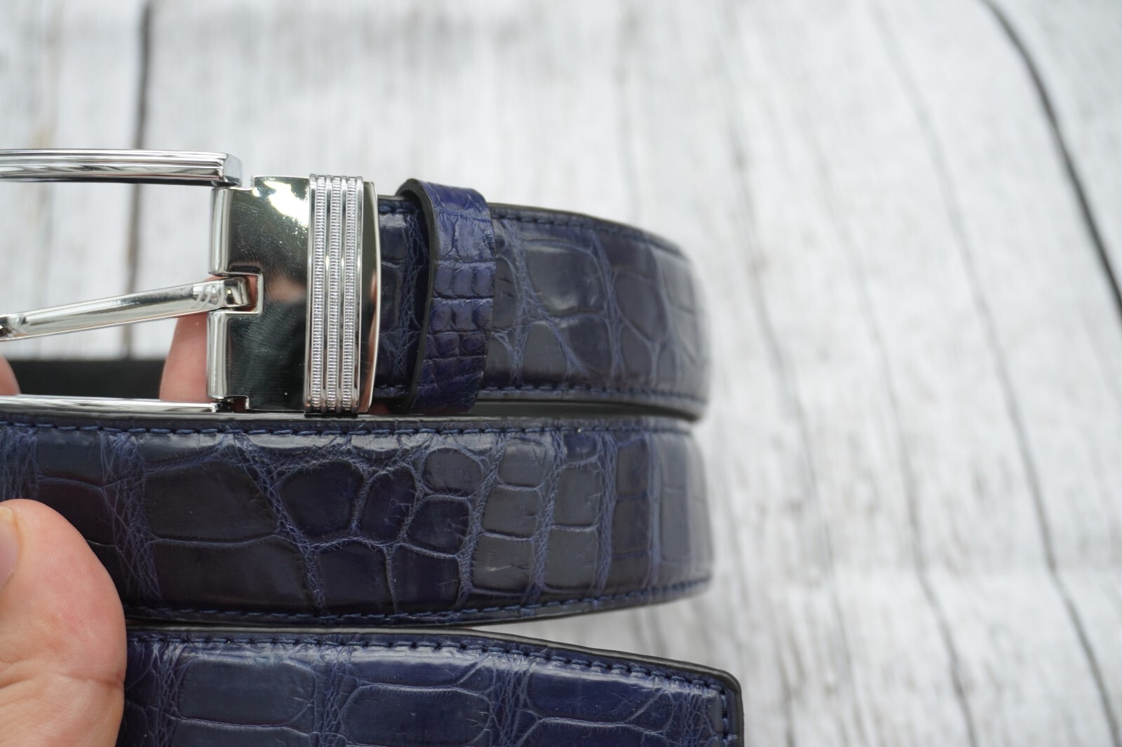 Blue Genuine Alligator CROCODILE Belly Leather Skin Men’s Belt – W 1.3″ #H26