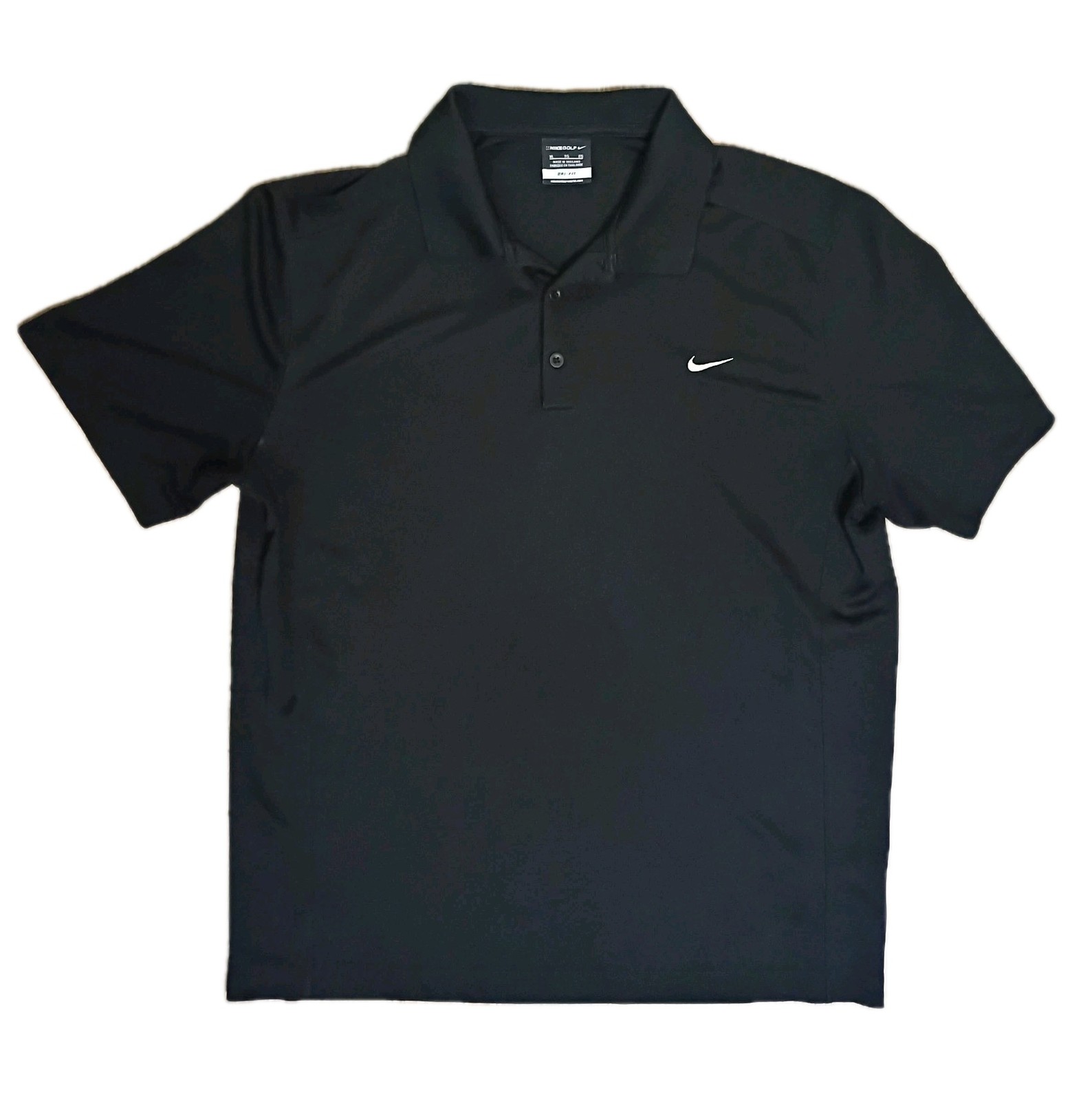 Nike Golf Dri-Fit Polo Solid Black White Logo Men’s XL