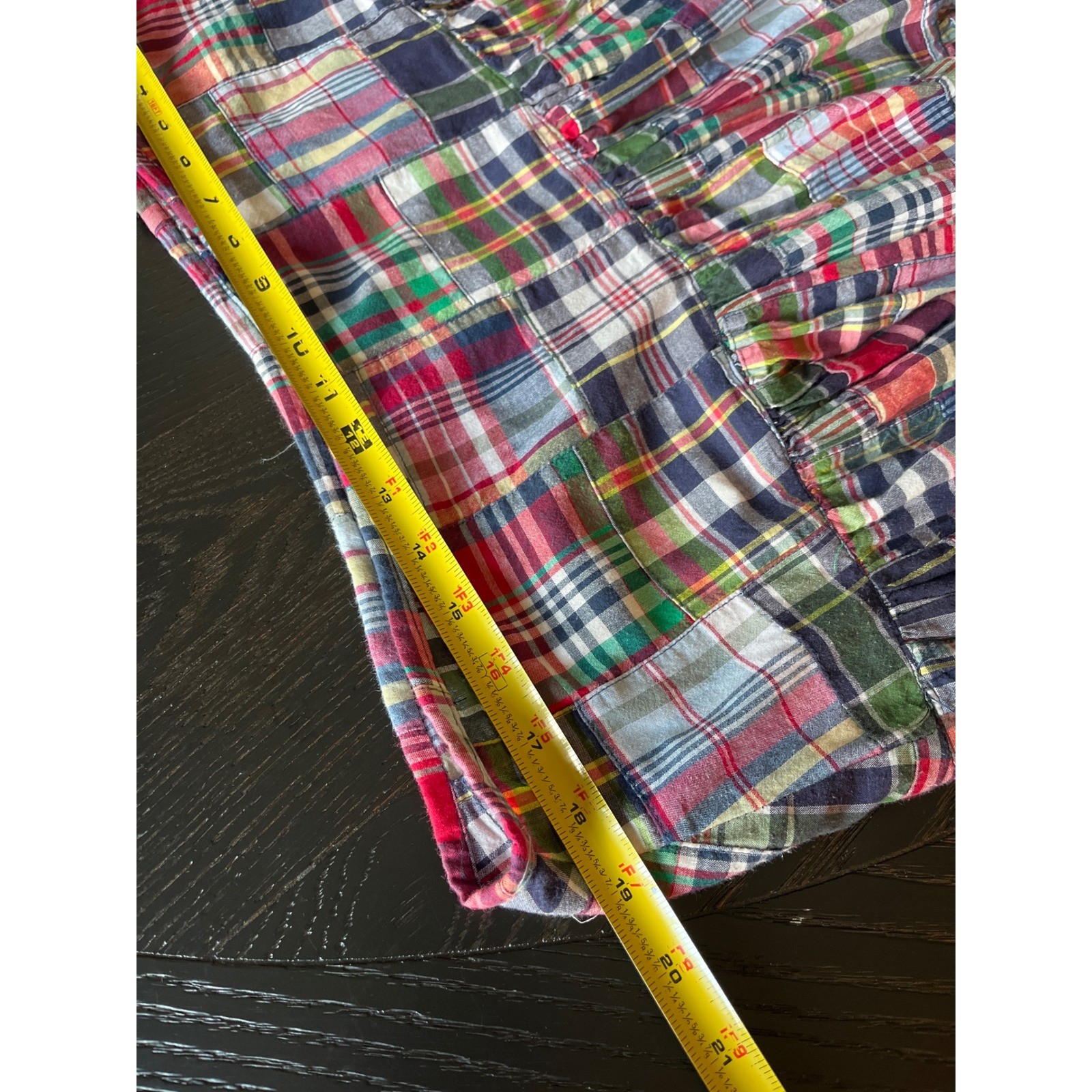 American Living Patchwork Plaid Tiered Skirt Multi Color Cotton Madras Size 14