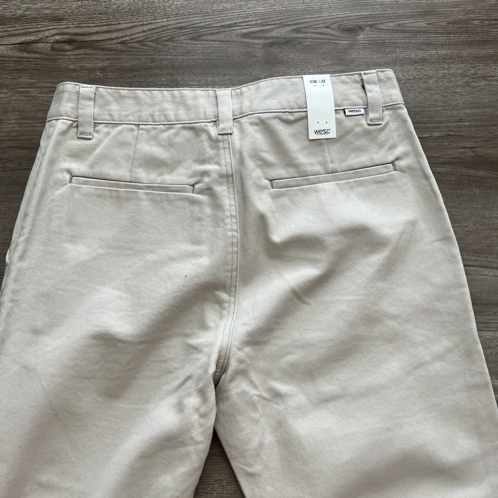 WESC Eddys Chino Pant Mens 30×32 Moon Beam Straight Fit Cotton NWT