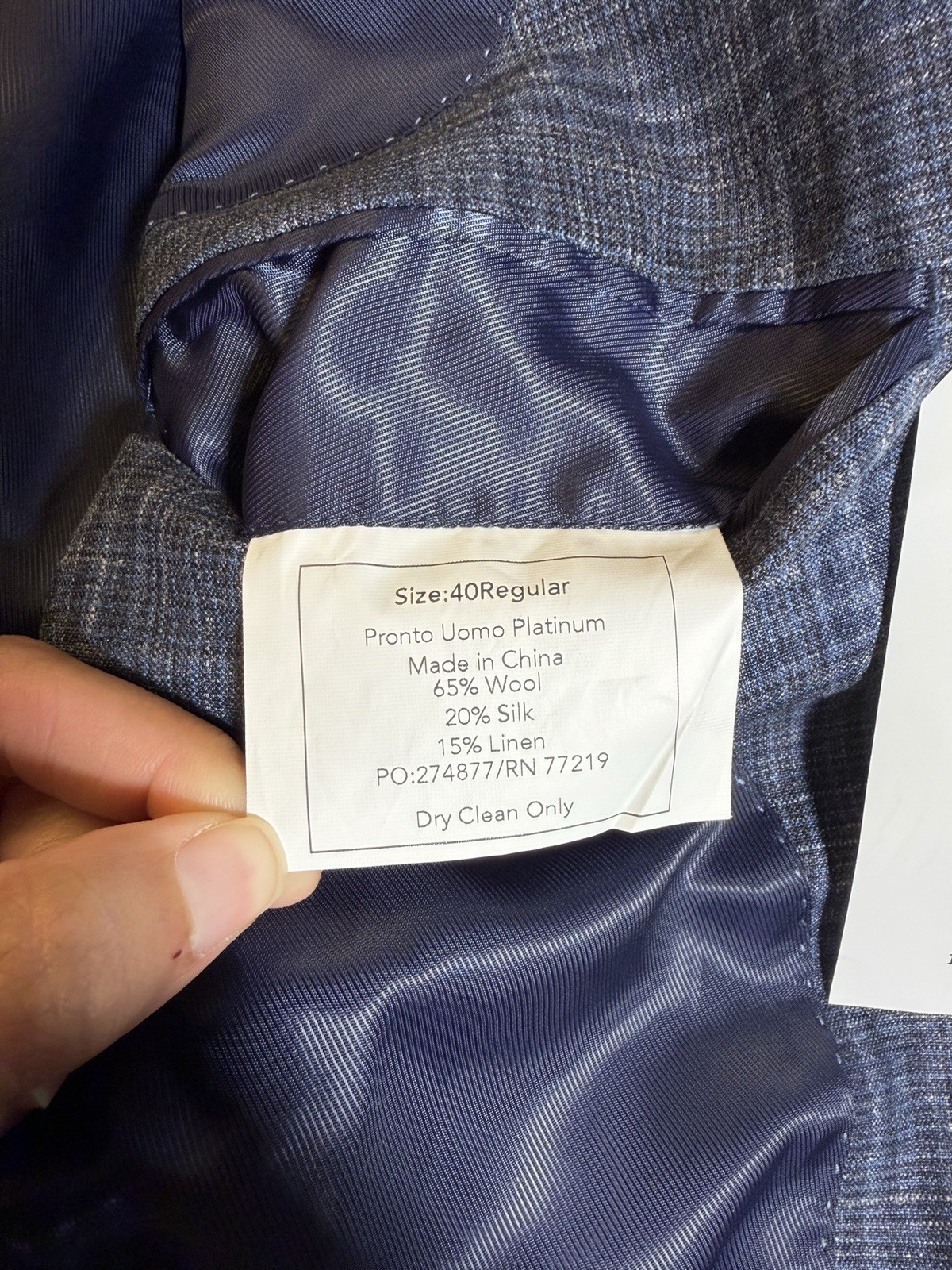 Pronto Uomo Platinum 40R Blue Plaid Sport Coat Wool Silk Linen 2 Button Blazer