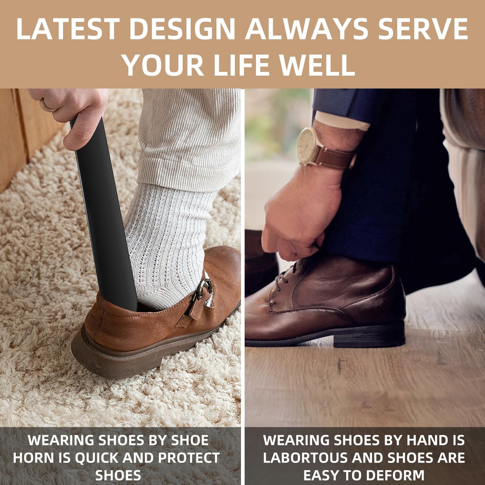 2 Pack Shoe Horn, Premium Shoe Horns for Men or Women, Small Shoe Spoon for Boot