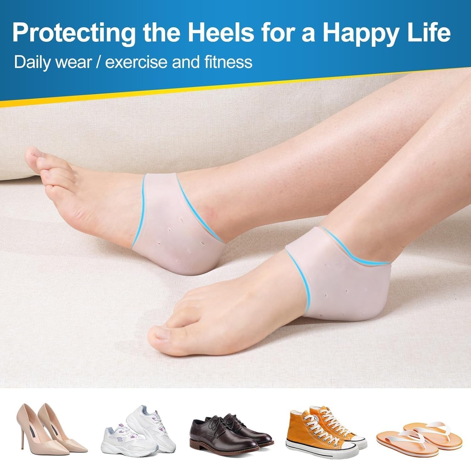 2 Pairs Silicone Heel Protectors for Shoes – Slim Gel Heel Sleeves for Bliste…