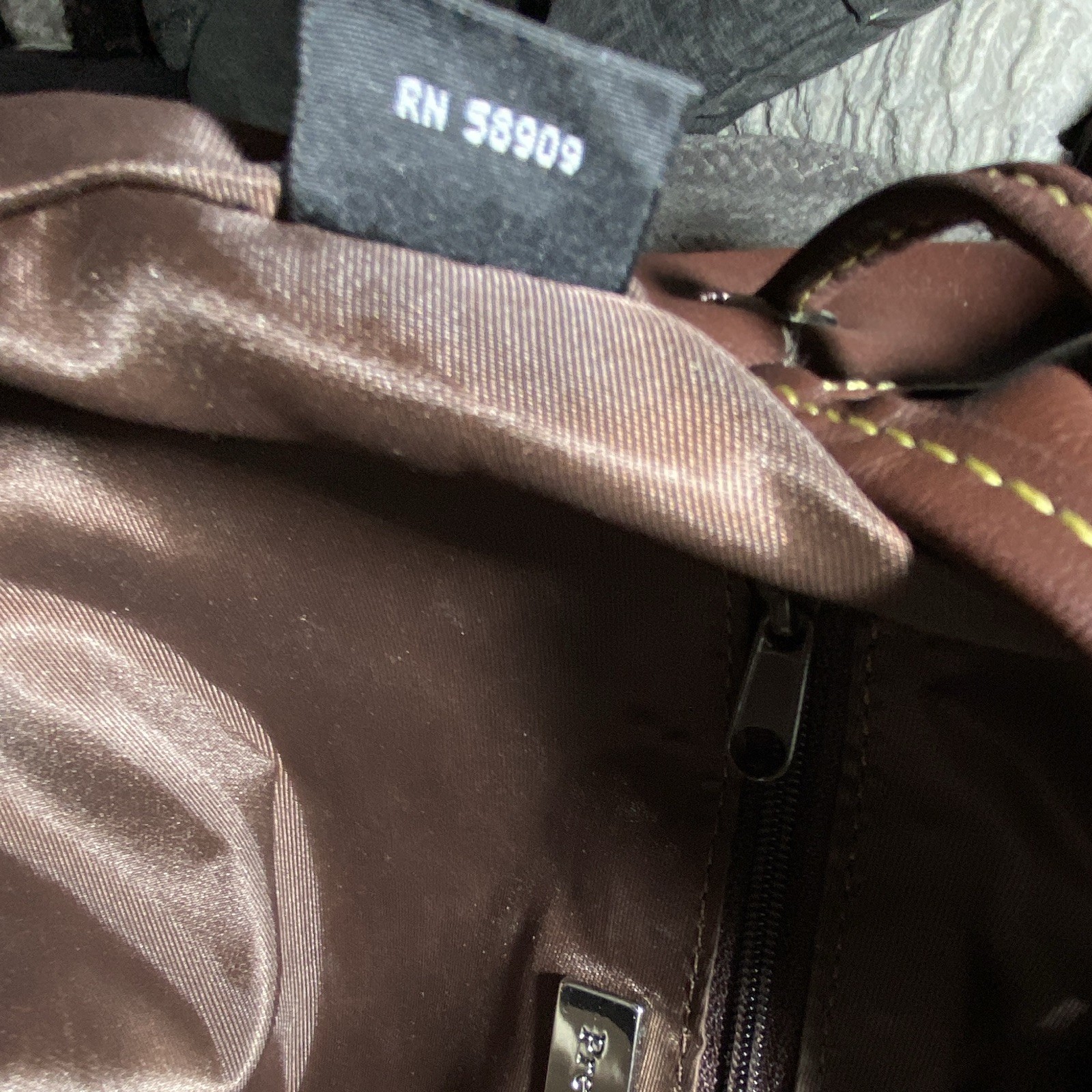 Preston & York Brown Drawstring Backpack, Turn Lock, Lined Inner Pockets