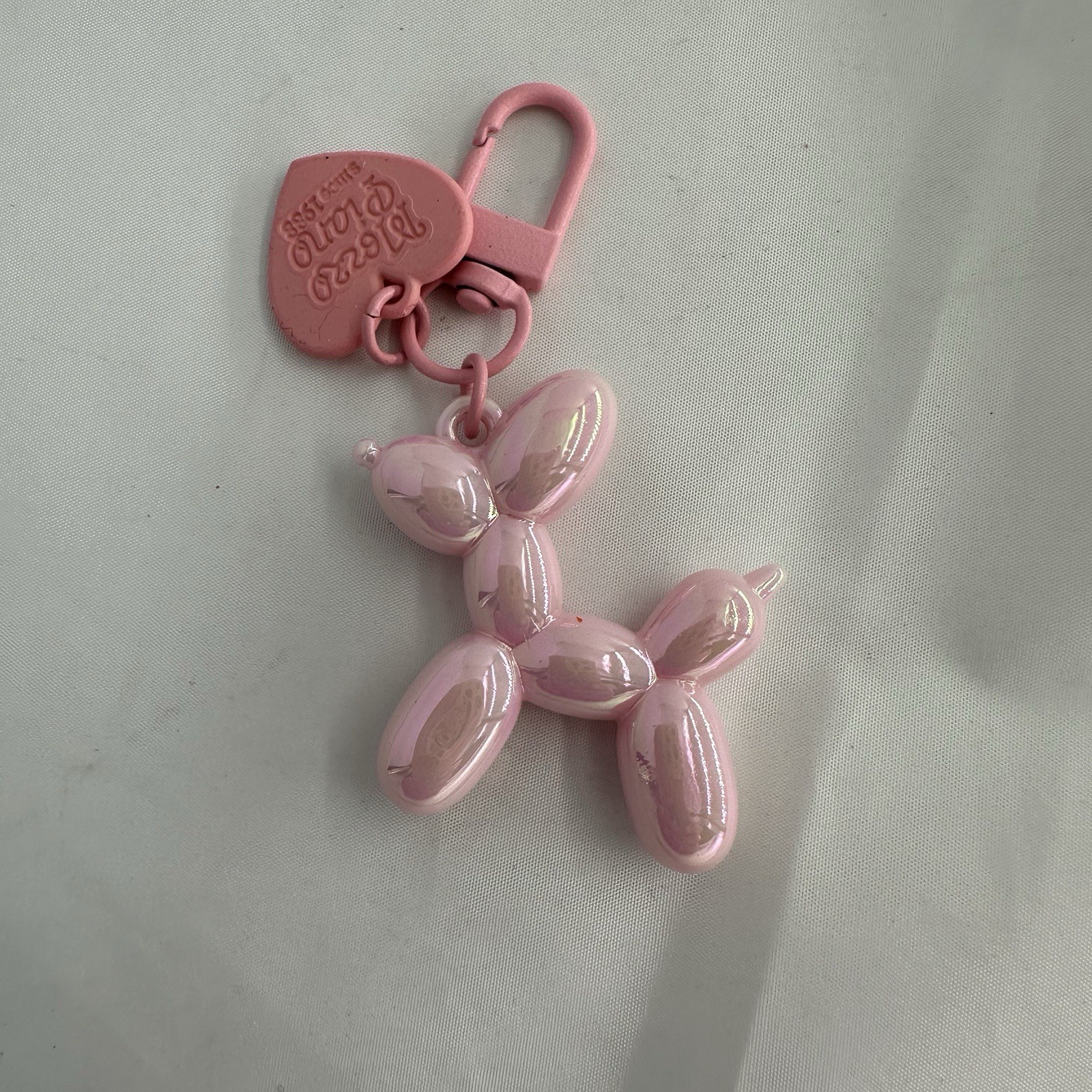 Balloon Dog Keychain Punk for Women Bag Pendant Jewelry Light Pink New
