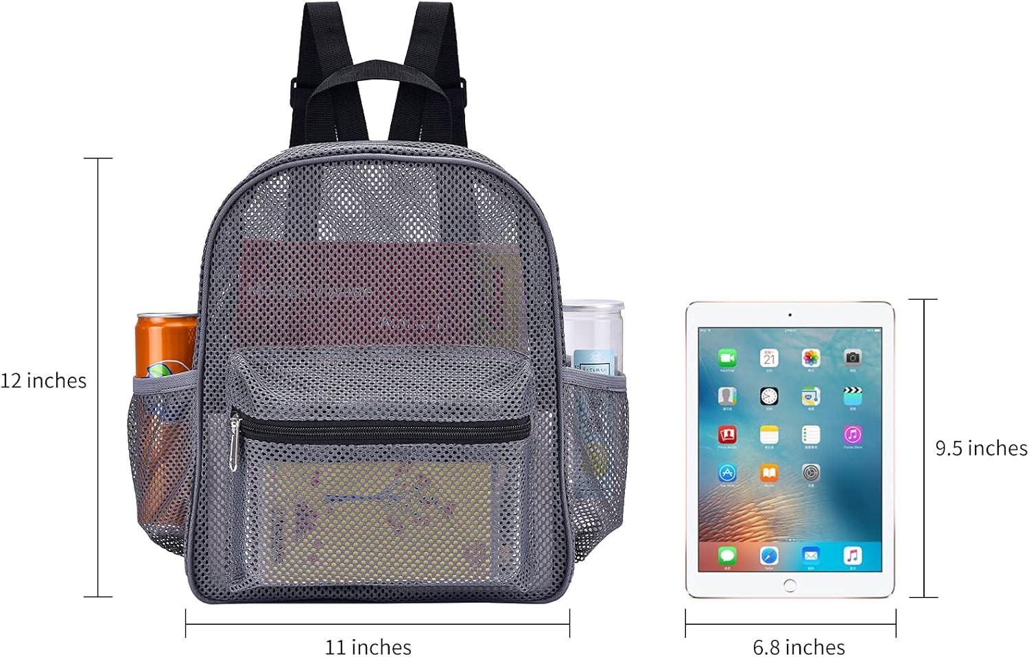 Grey Mesh Backpack – Transparent, Durable Bag for School, Beach & Sports